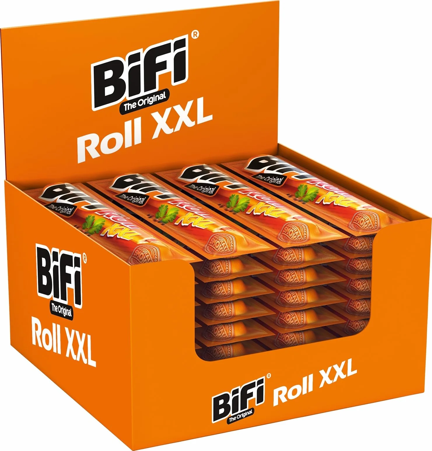 BiFi Roll XXL, Salamino in Morbido Panino, Snack in Formato Tascabile, da Gustare in Viaggio, in Ufficio o Quando fai Sport, Con Pepe, Coriandolo e Aglio, Confezione da 24 (24 X 70 g)