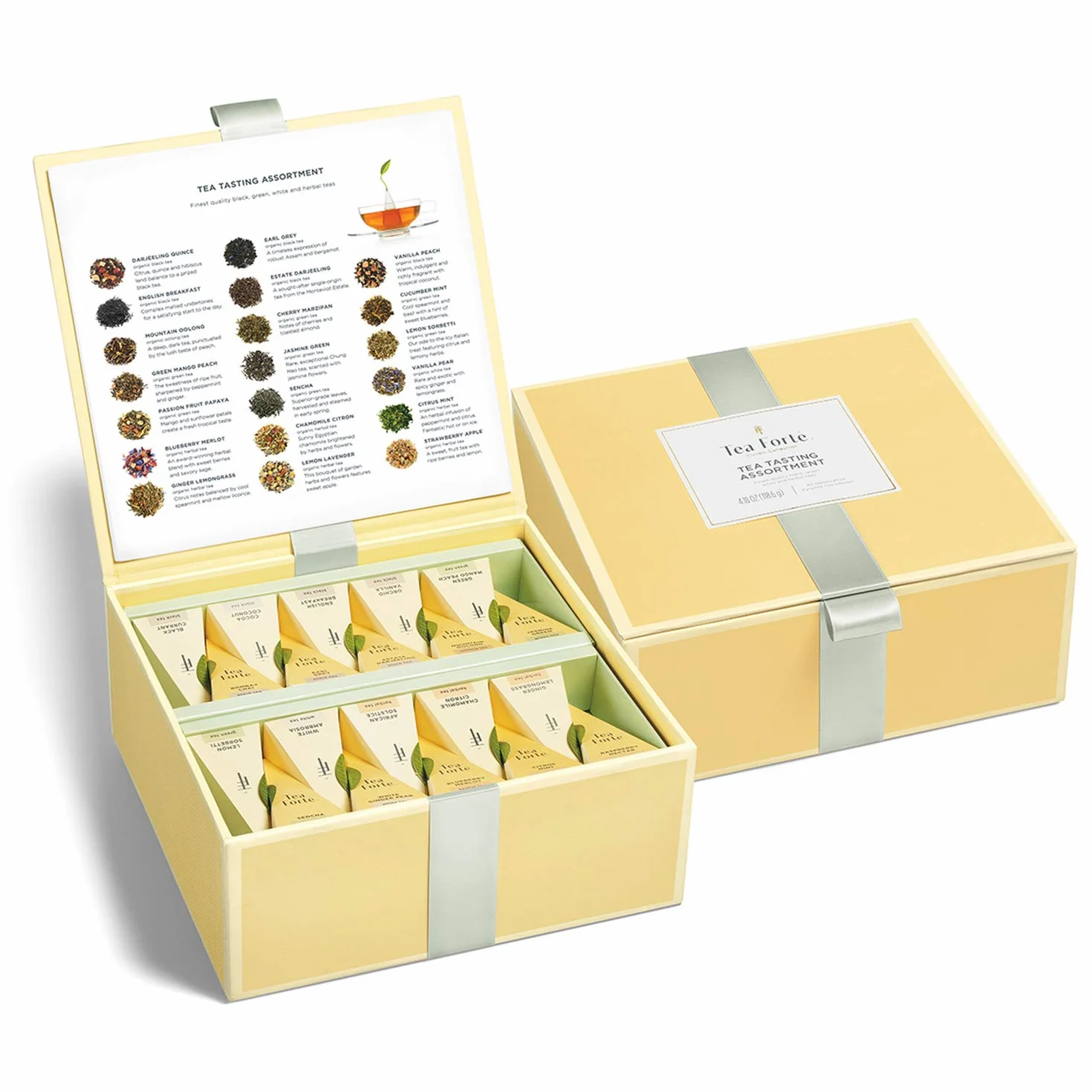 Tea Forte' Set di 40 infusori per tè a piramidale fatti a mano, tè nero, tè verde