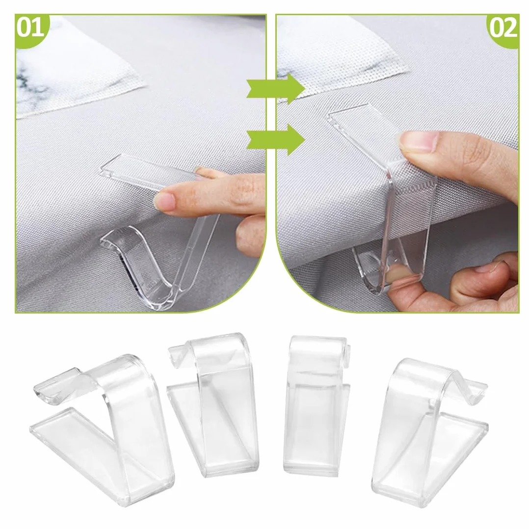 12 Fermagli Tovaglia Plastica Trasparenti per Tavolo da Esterno Ganci Ferma Tovaglia per Barbecue Picnic Feste in Giardino Adatti a Tavoli di Spessore 1.7-3.5cm