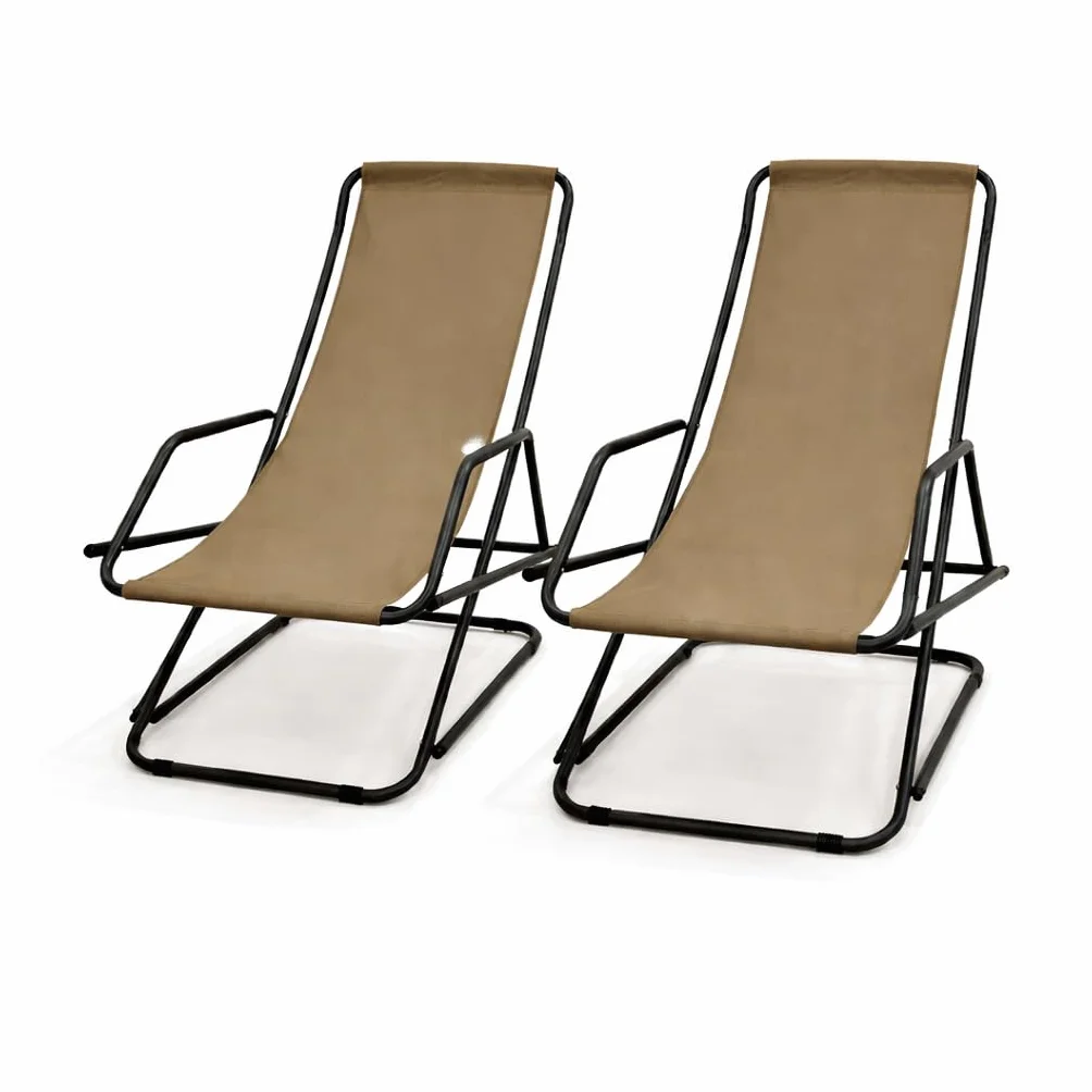 XONE Coppia Sdraio Pieghevoli Gladys in acciaio e textilene| Due sdraio Dondolino Design moderno (Tortora)