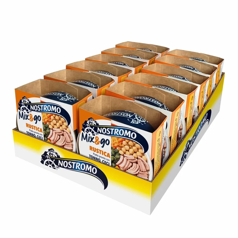 Nostromo Mix&Go Rustico - Piatto Pronto con Tonno, Ceci, Cous Cous - Gusto Mediterraneo e Veloce - Confezione da 12x190g