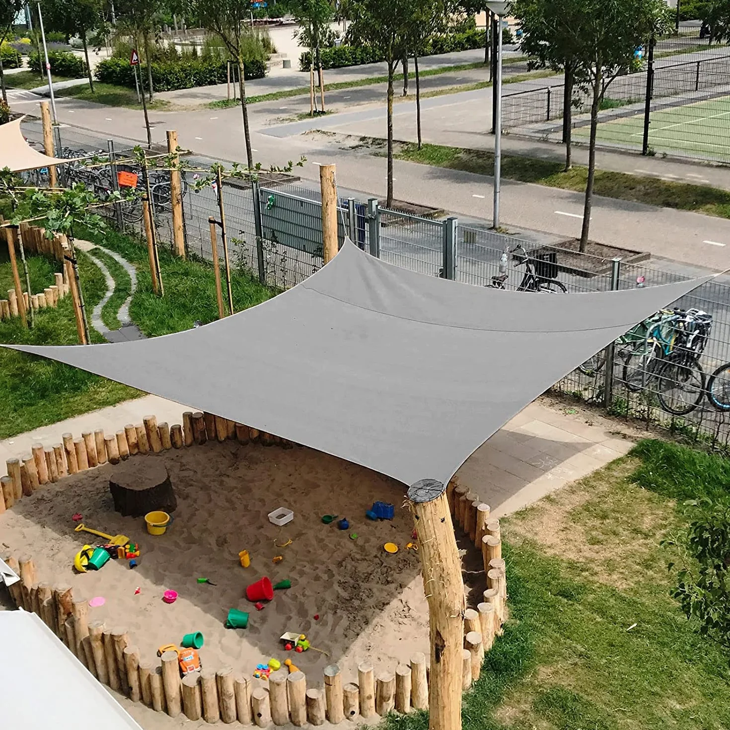 Tenda a Vela Ombreggiante 2x3m Rettangolare, Teli Ombra Esterno Oxford Imperméabile, Protezione UV,con 4 Corde Nylon,Anelli Inox 304,Grigio Scuro per Pergola Giardino Terrazzo.