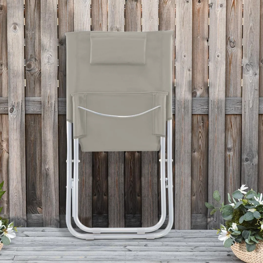 Mediawave Store - Spiaggina Silver Giga pieghevole tessuto in OXFORD 82x48xh52 cm con cuscino (beige)