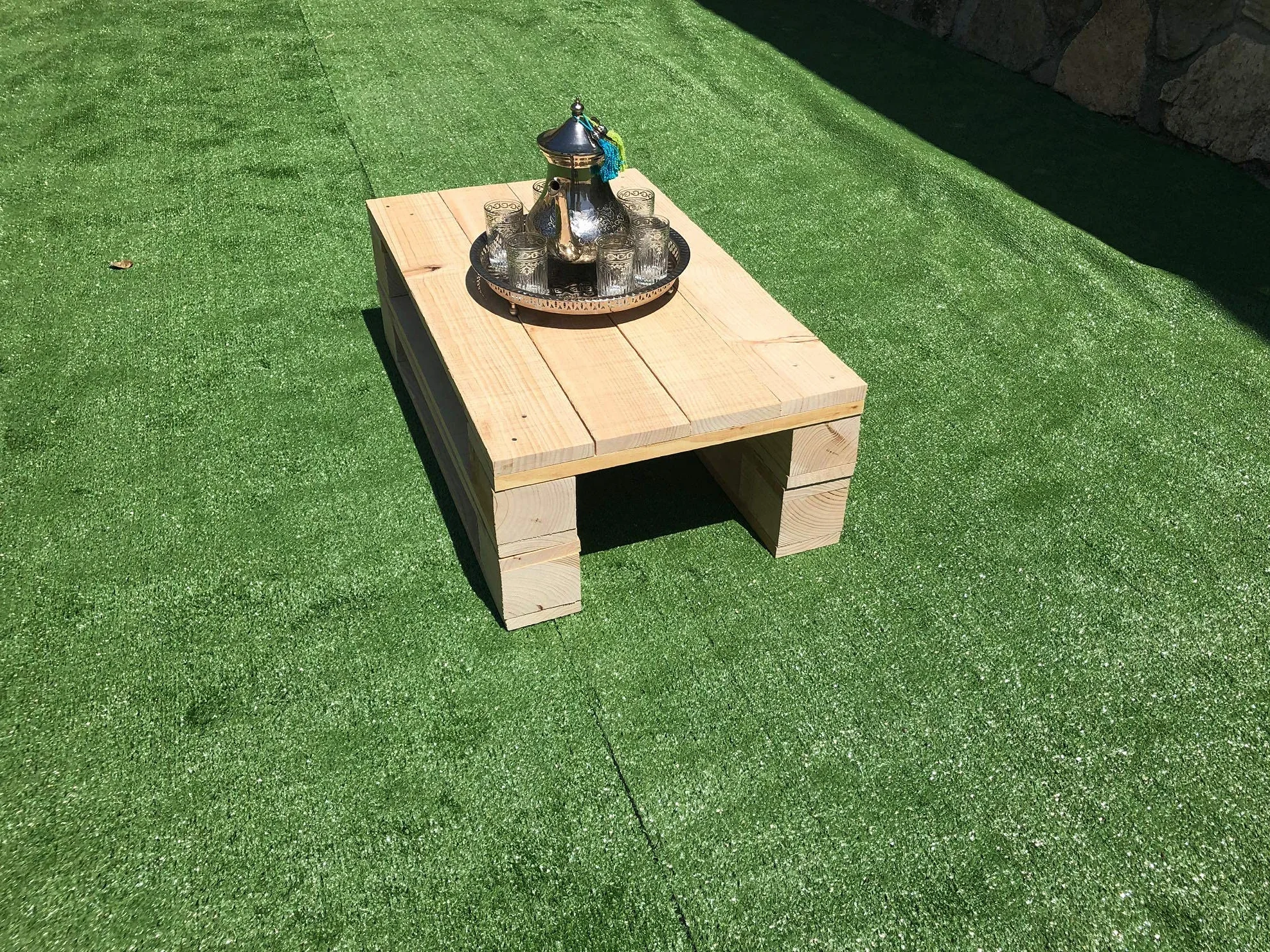 Tavolo da salotto con pallet nuovi, tavolo vintage, rustico
