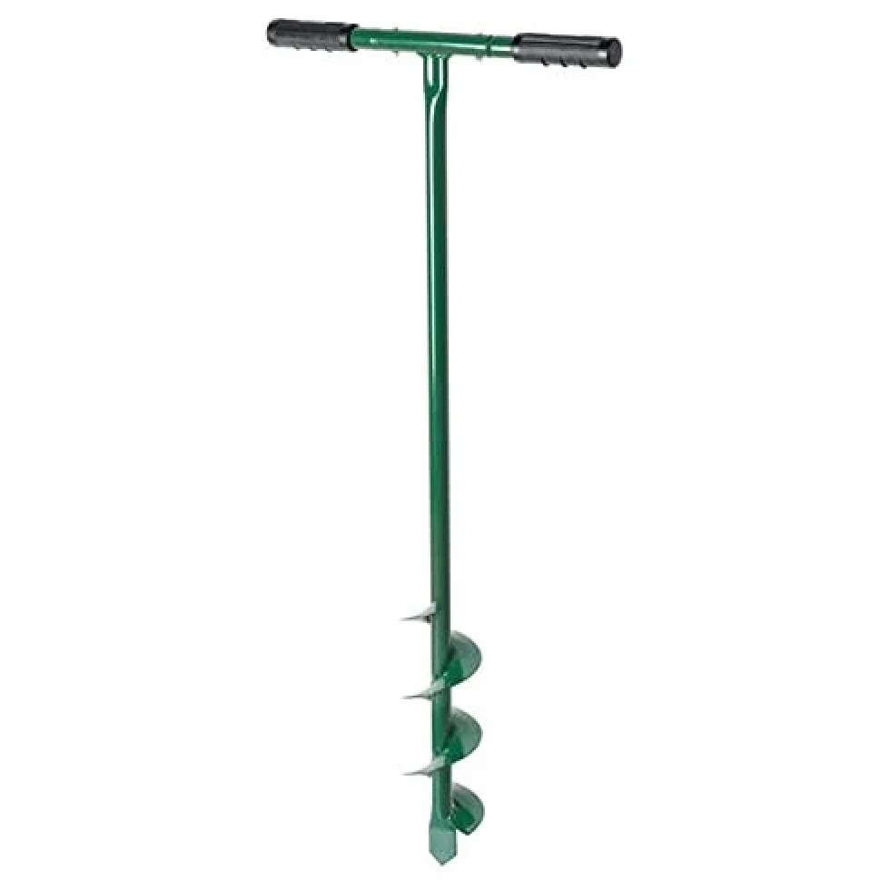 Ribimex Trivella Manuale per Terreno, Punta Elicoidale in Acciaio con Diametro 10 cm, Lunghezza 1 m, Manico Ergonomico con Rivestimento Antiscivolo, Ideale per Piante e Pali da Recinzione - PRTARMAN