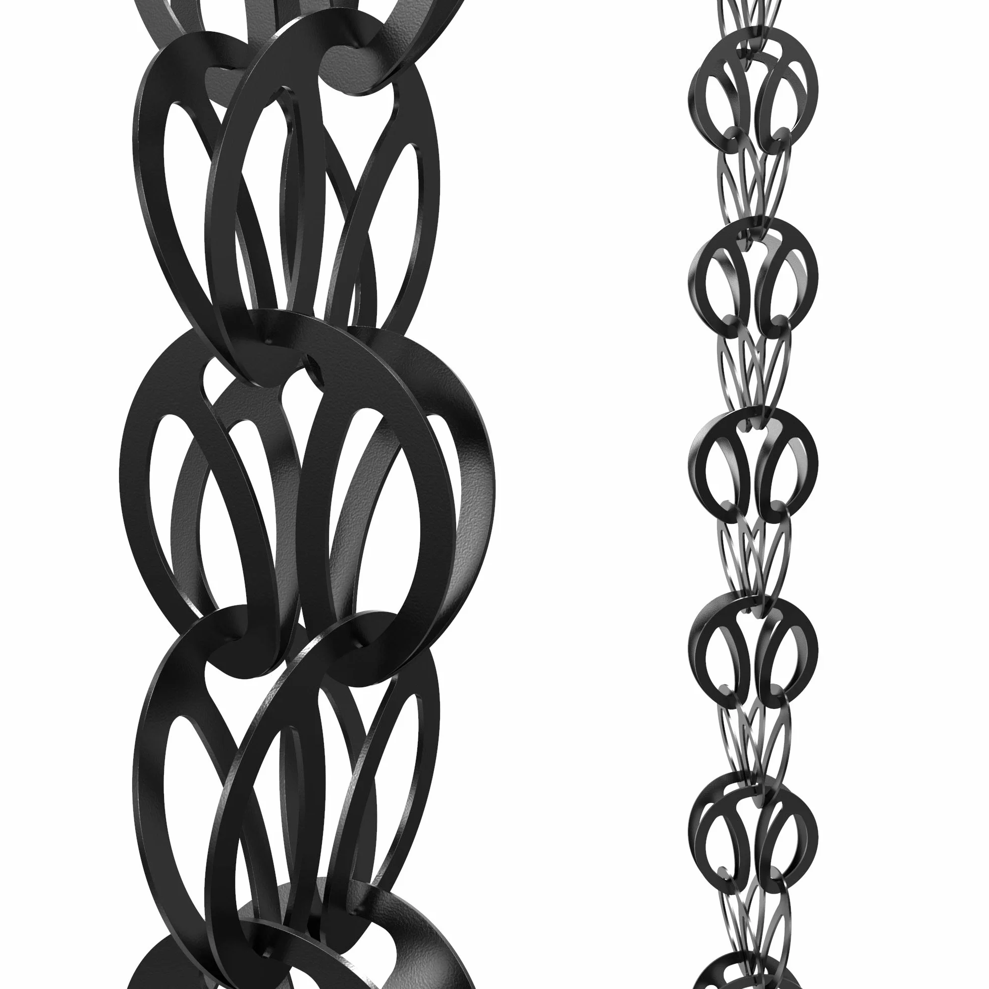 Rain Chains Direct Passante Moderno, Lunghezza 2,5 m, Alluminio, Verniciato a Polvere Nera, Ricambio Funzionale e Decorativo per pluviali grondaie