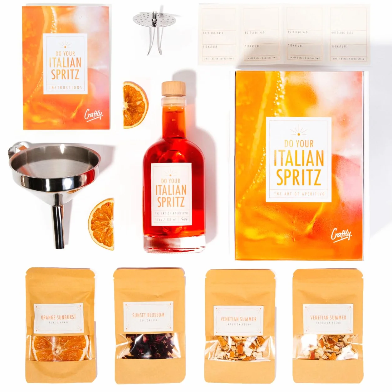 Craftly Kit di infusione Italiano Spritz – esperienza Aperitivo unica a casa | Set da cocktail fai da te per aperitivo e spruzzi