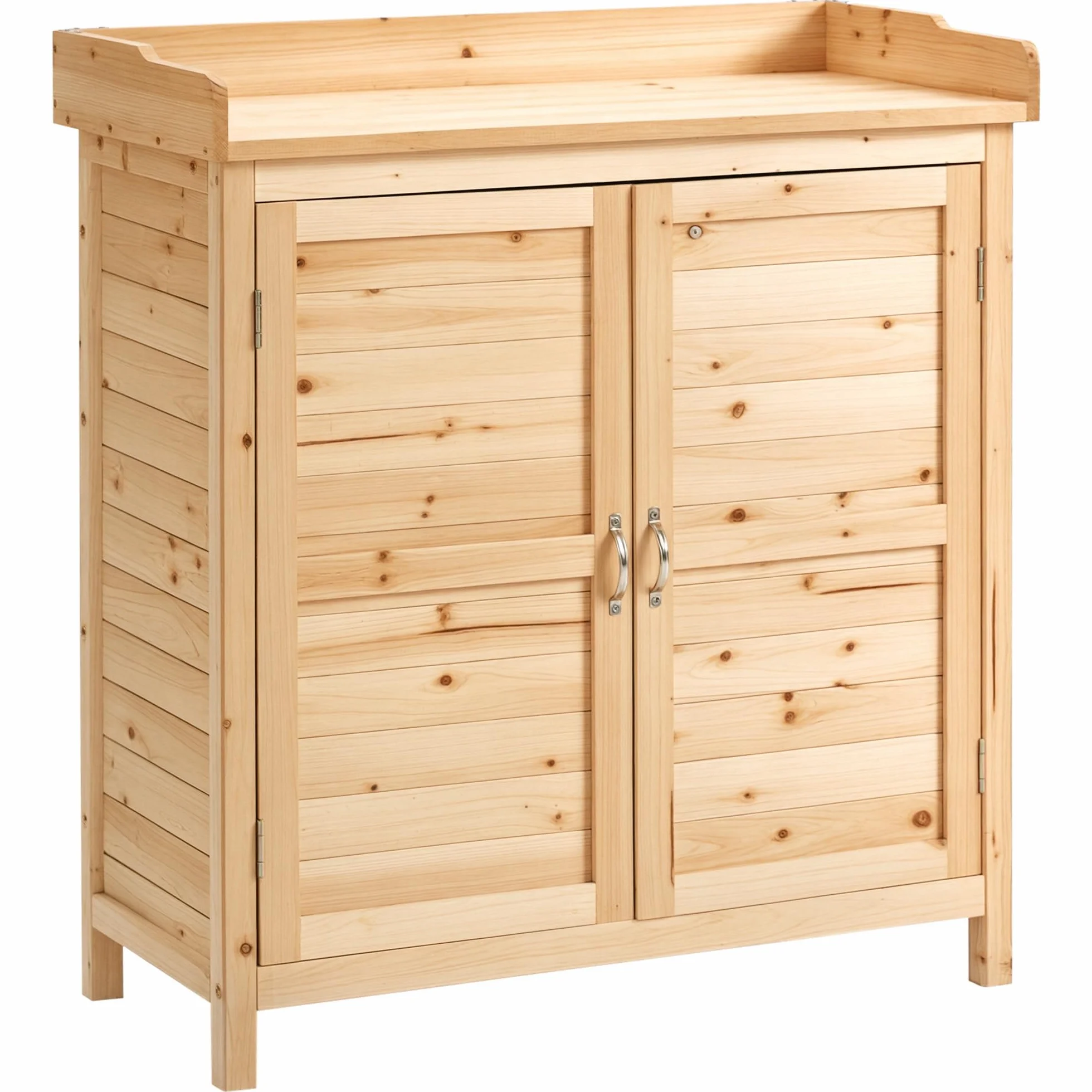 Outsunny Armadietto da Esterno a 2 Ripiani in Legno di Abete con Design Rialzato e 2 Ante, 83x40x92 cm, Color Legno