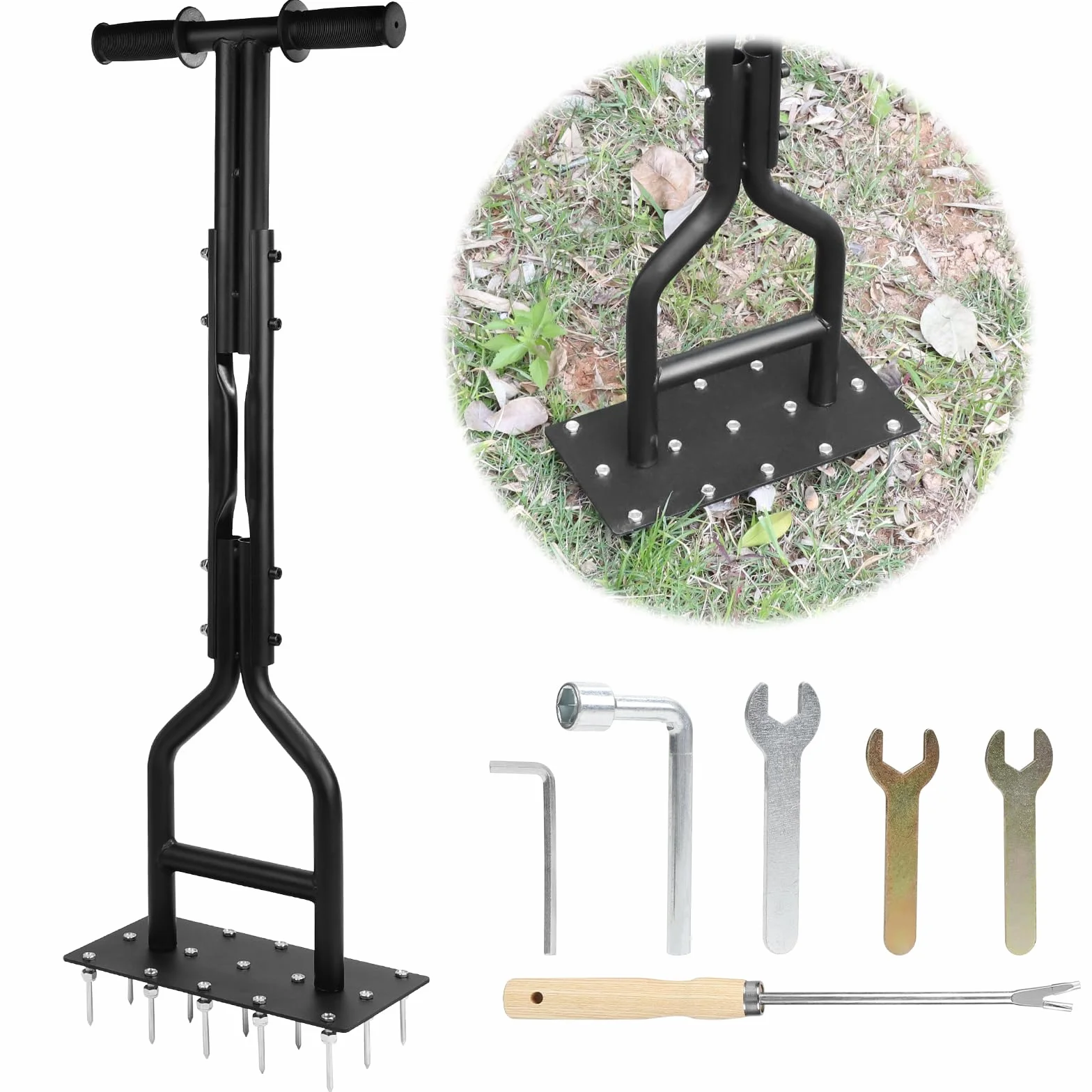 lalago 93cm Arieggiatore Manuale con 15 Denti Solidi e Attrezzi per Il Giardinaggio, Arieggiatore a 15 Punte, Arieggiatore per Giardino per la Cura del Prato o del Cortile con Terreno Compattato