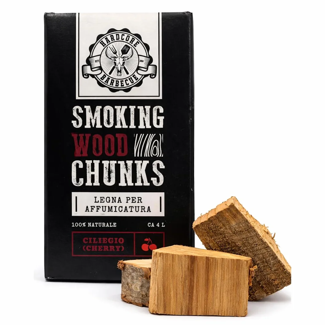 BBQ Chunk CILIEGIO - Cherry - Legna per affumicatura Hardcore Barbecue - Pezzi di Legno per affumicare - Circa 1.5 kg