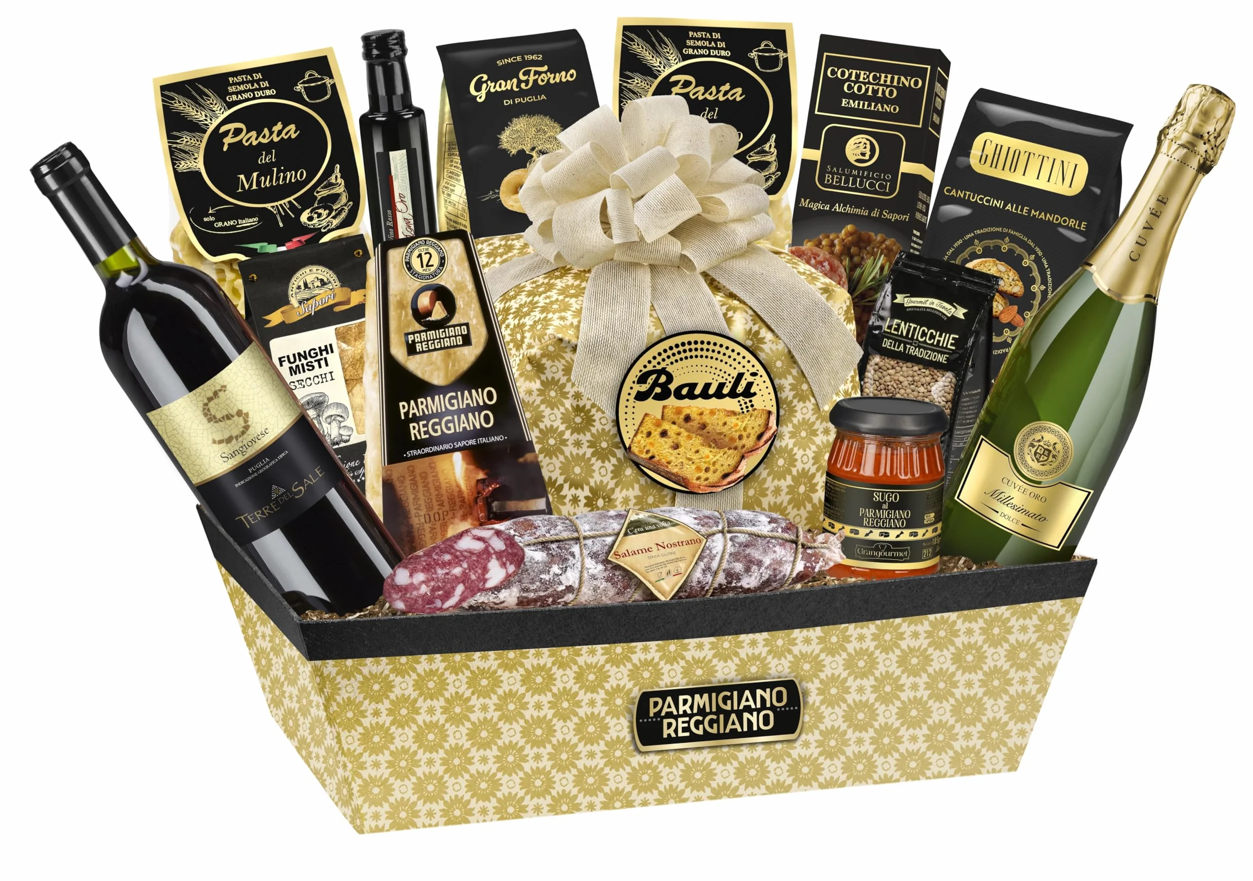 Cesto Natalizio Regalidea “Gourmet in Tavola” con specialità Gastronomiche Tipiche di alta qualità - Confezione Regalo di Natale Gourmet da 14 Pezzi