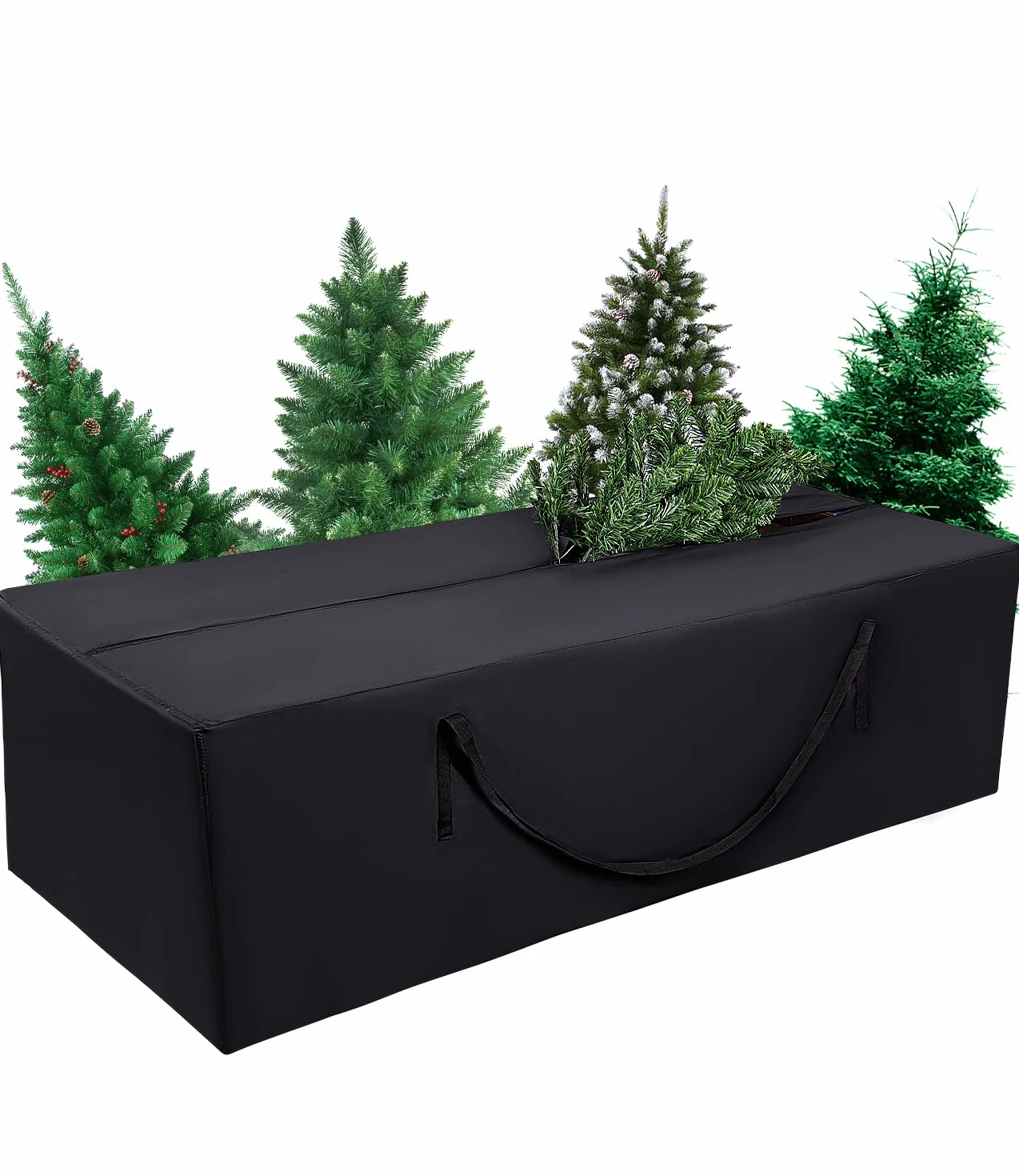 Custodia protettiva per cuscino da giardino, Oxford con maniglia, impermeabile, resistente ai raggi UV, resistente agli strappi, per albero di Natale, colore nero (173 x 76 x 51 cm)