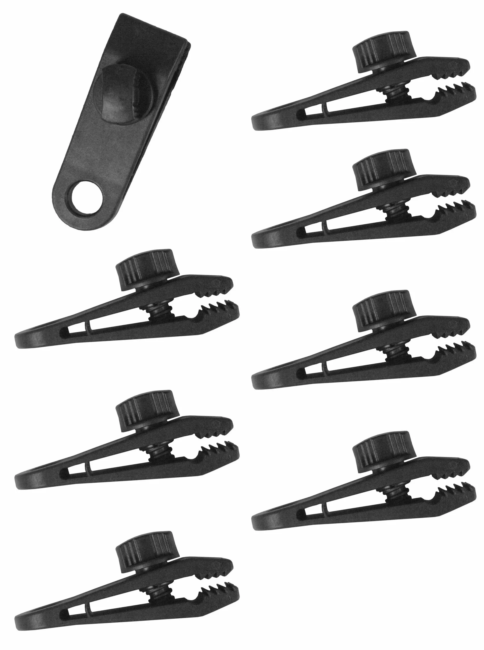 Windhager Clip per teloni, supporto, supporto, clip di fissaggio per teloni o tende, set 8 pezzi, nero, 8,3 x 2,6 x 2,8 cm, 07010