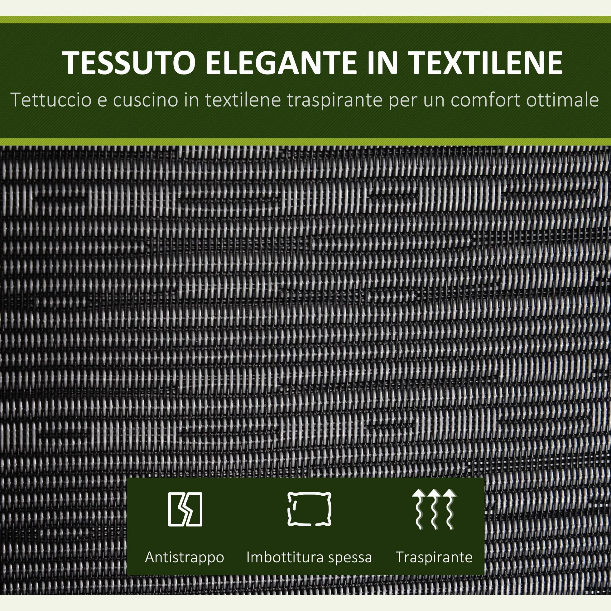 Outsunny Dondolo da Giardino per 3 Persone con Tettuccio Regolabile e Cuscini Imbottiti, 200x120x170cm, Nero