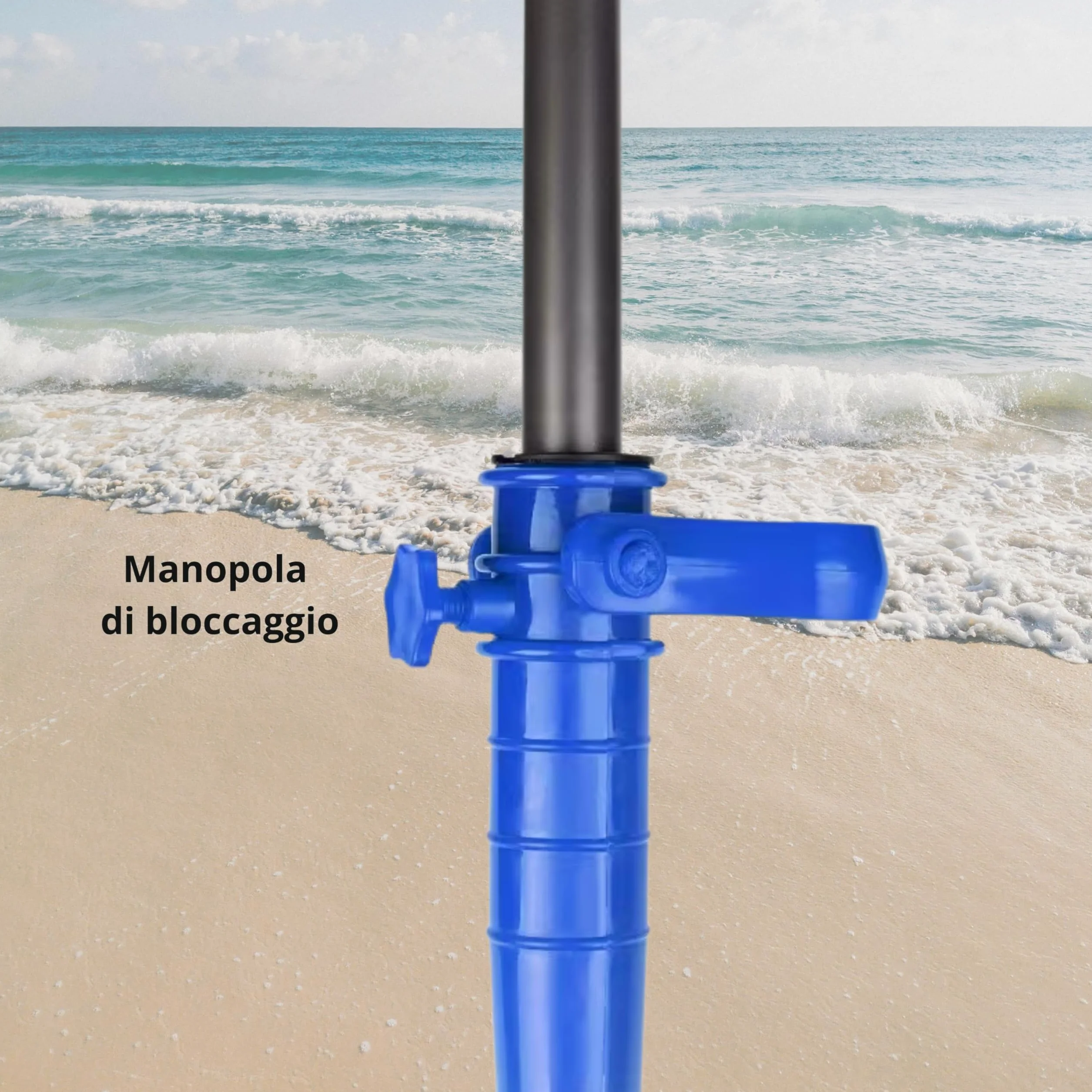 YASTA 2 pz Picchetto per Ombrellone da Spiaggia 38cm Puntale Antivento con Vite Supporto Universale con Punta Girevole Trivella per Sabbia Mare Prato Adattatore per Fissaggio Rapido in Plastica ABS