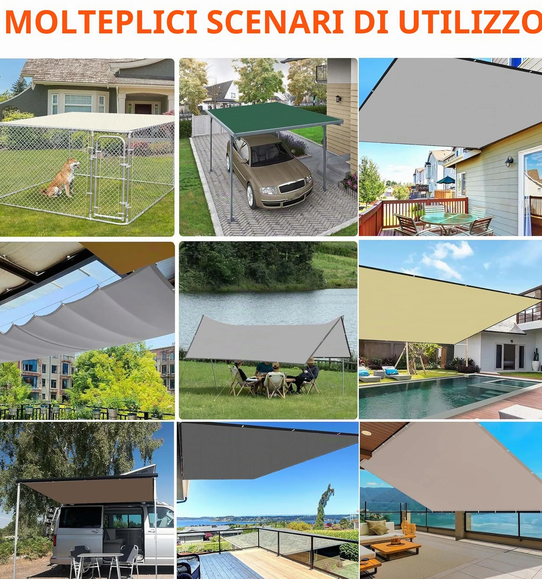Vela Ombreggiante Impermeabile 1x2M Tenda da Sole per Esterno Vele Ombreggianti Rettangolare Telo Parasole con Fune Occhiellato Protezione UV Tenda Vela per Giardino Balcone Terrazza Grigio chiaro