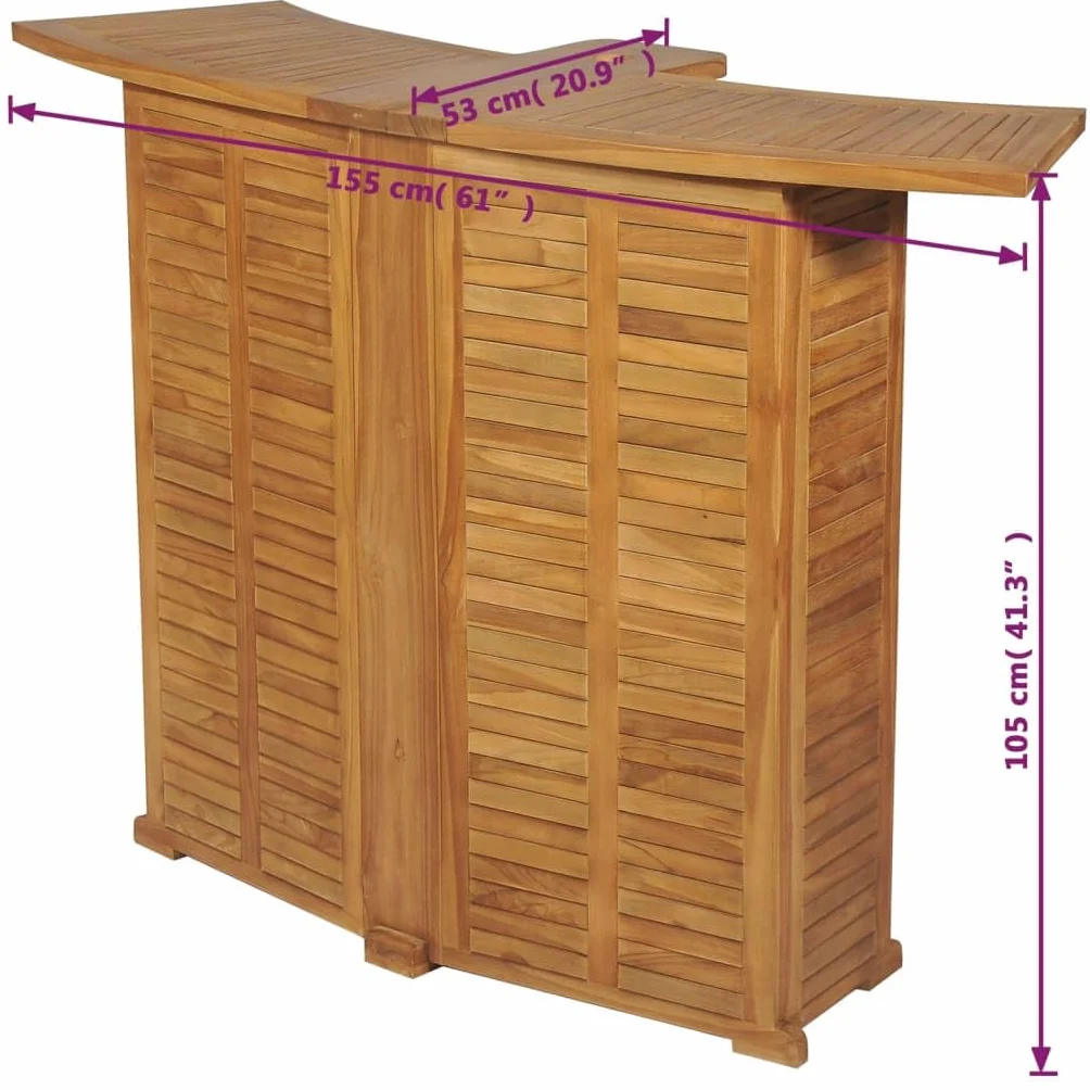 vidaXL Tavolo Bar da Esterni con Ripiani Pieghevole Giardino Tavolino da Bistrot Tavolino da Pub Arredo Arredamento Massello di Teak