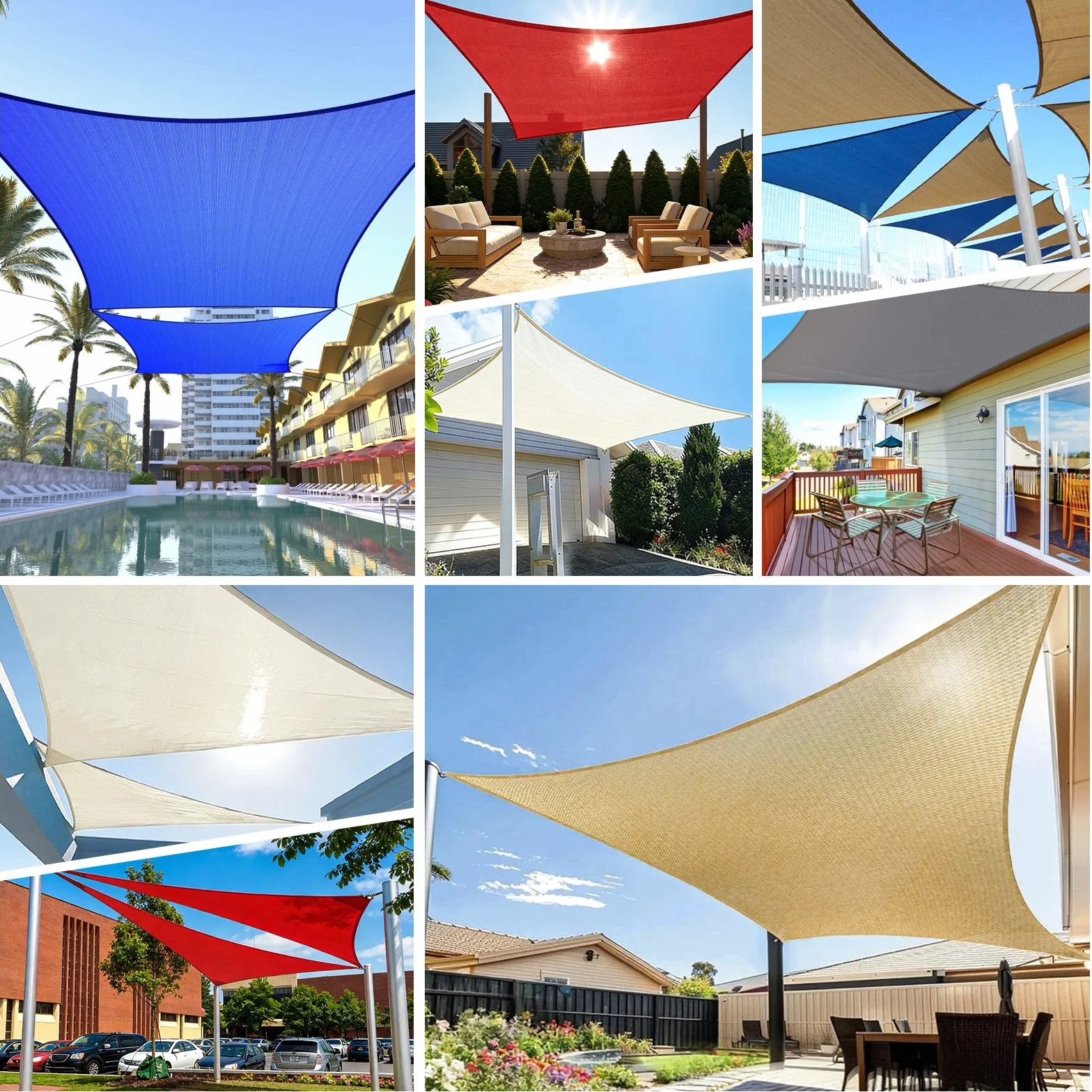Tenda A Vela 2.5x3m Rettangolare Vela Ombreggiante 185gsm HDPE Traspirante Protezione Raggi UV 95% per Esterno Giardino terrazza, Crema