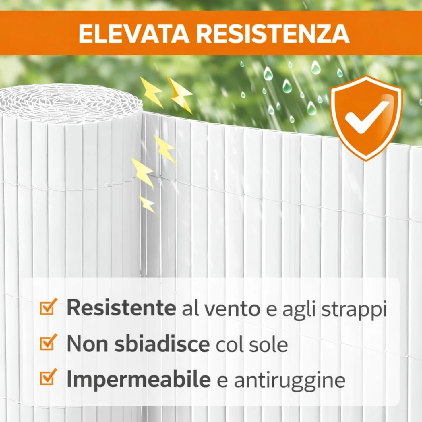 Arella in PVC Canniccio Frangivista Bianco 100x300 Cm Listelli Bifacciali Doppio Schermo Privacy Ovale Plastica Privacy Giardino Terrazzo Balcone Copertura Resistente