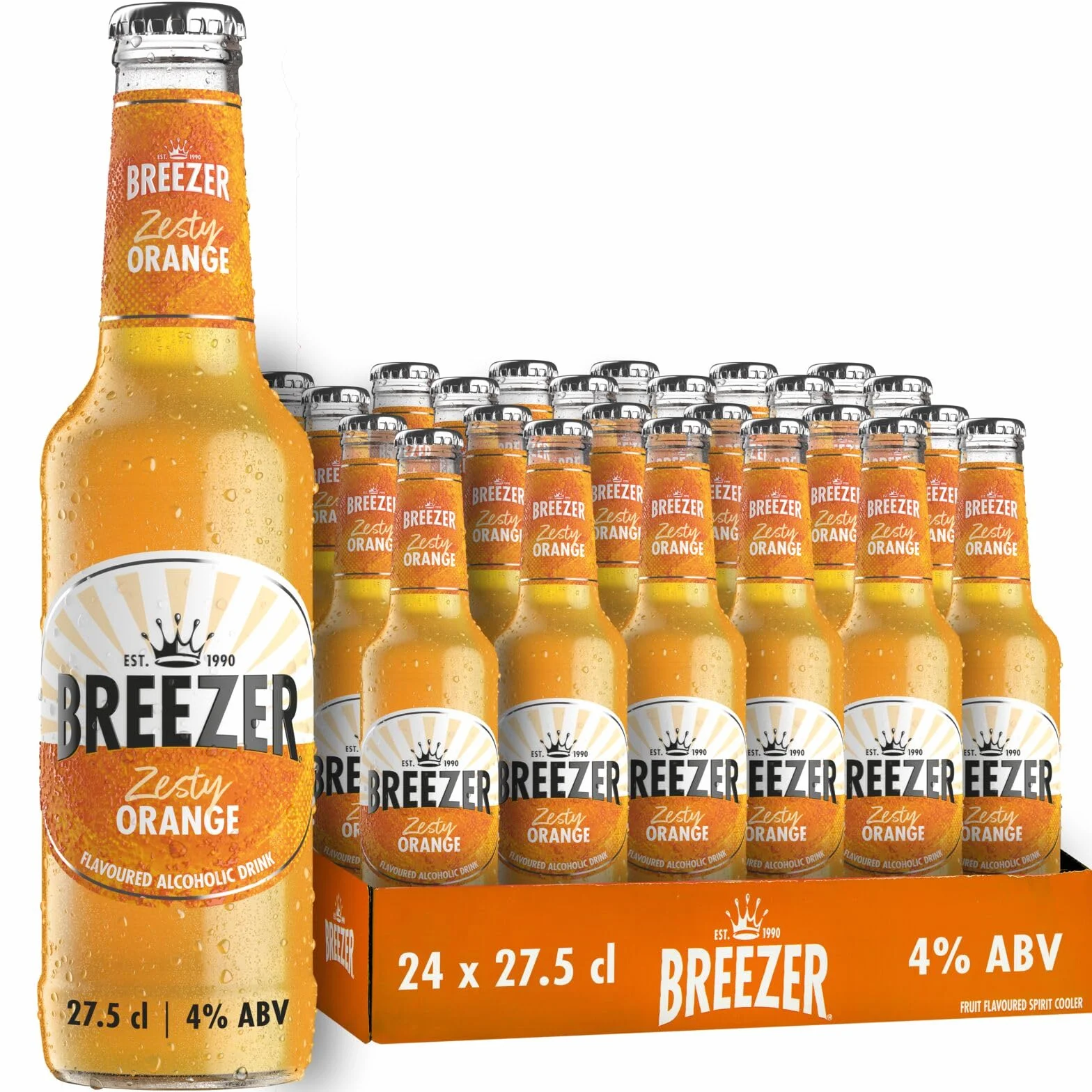 Drink alcolico BREEZER al gusto Arancia, vol. 4%, 24 x 27,5 cl / 275 ml, Drink alcolico premiscelato e pronto da bere in bottiglia