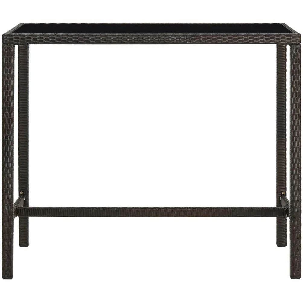 Tavolo da Bar per Esterni Marrone 130x60x110cm Polyrattan Vetro (22 kg)-Mobili