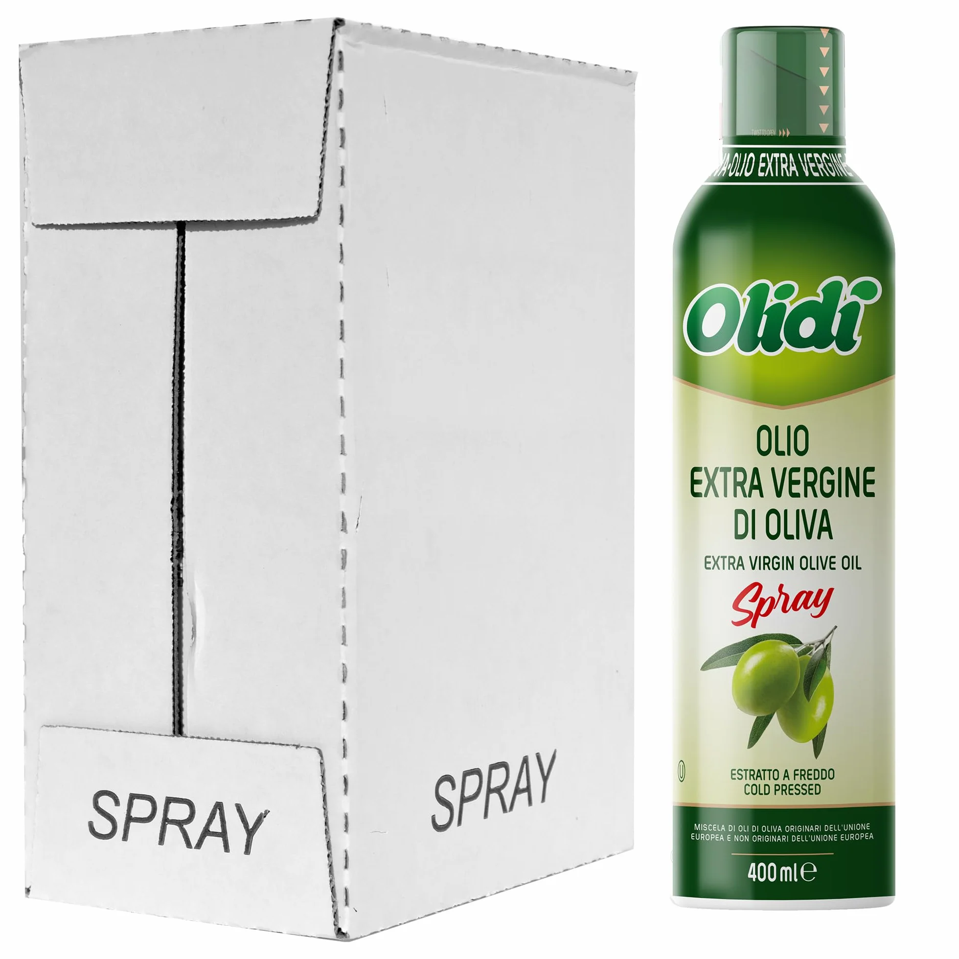 Olidì Olio Extravergine di Oliva Spray, 6x400 ml, Estratto a Freddo, Spray da Cucina, Zero Sprechi e Dosi Precise, Nebulizzatore olio