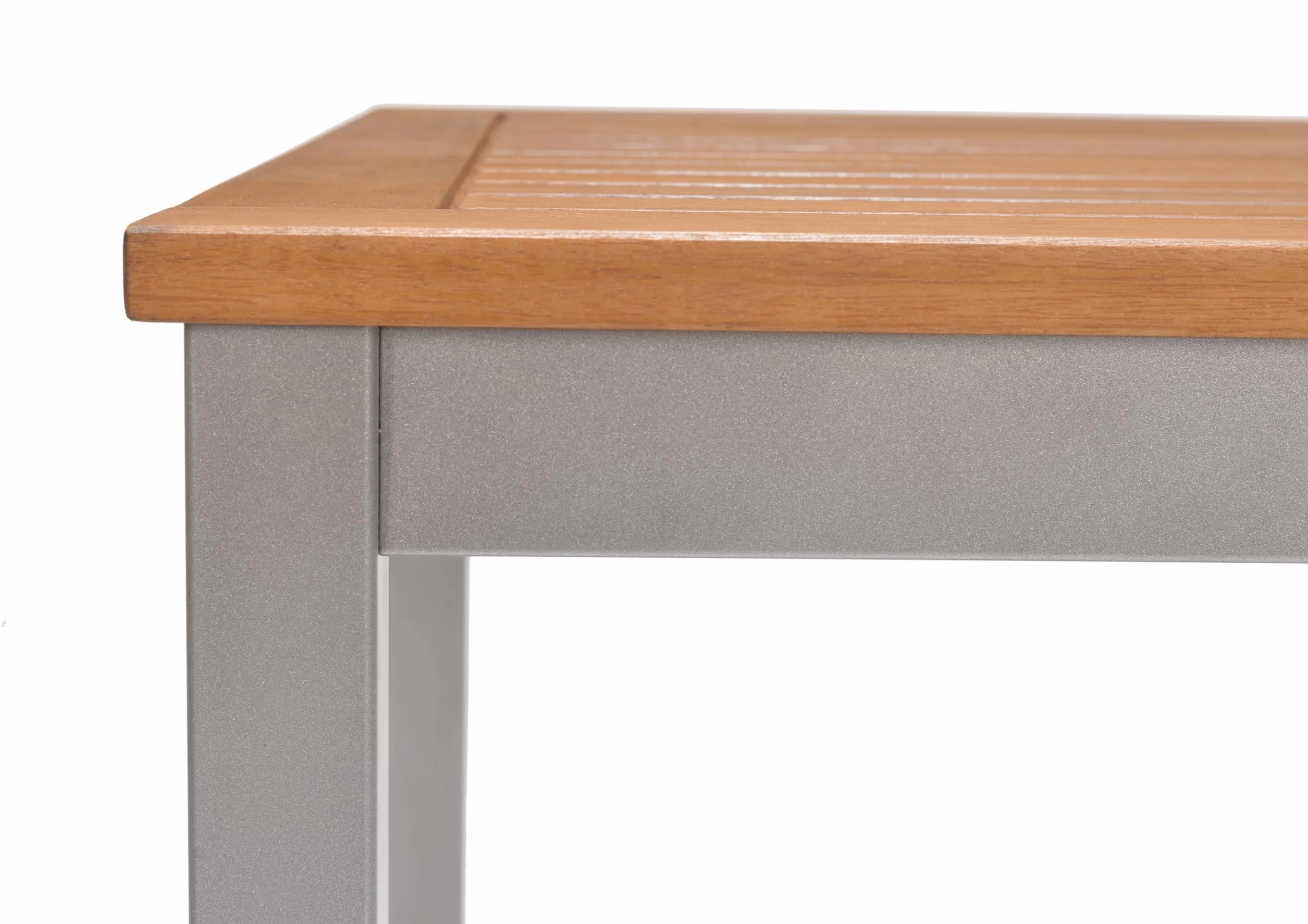 METRO Professional Tavolo alto da Bar Lynx, Alluminio/Eucalipto, 70 x 70 cm, con Anello Antifurto, per 2 Persone, Tavolo da esterno, Quadrato, Marrone/Grigio
