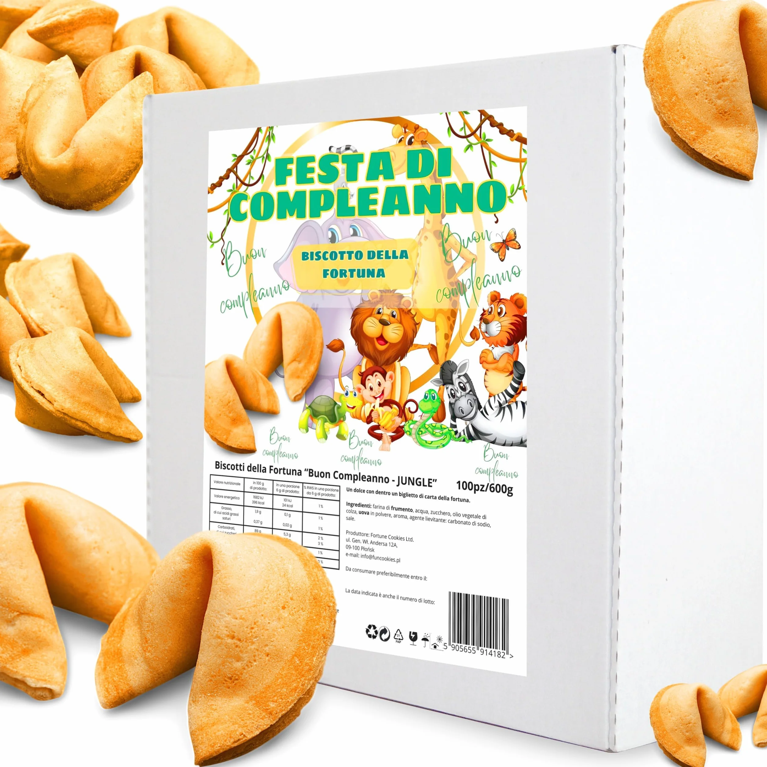 D&D Fun Cookies Biscotti della Fortuna 100 pezzi | Compleanno del bambino | Biscotti bambini | Biscotti della fortuna cinesi | Biscotti confezionati singolarmente | Biscotti regalo | Fortune Cookies