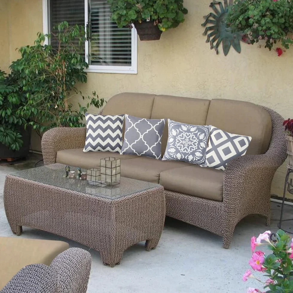 Federa per cuscini da esterno, impermeabile, per panca da esterno, impermeabile, con piante tropicali, federa per cuscino impermeabile, per patio, giardino, soggiorno, divano, 45 x 45 cm