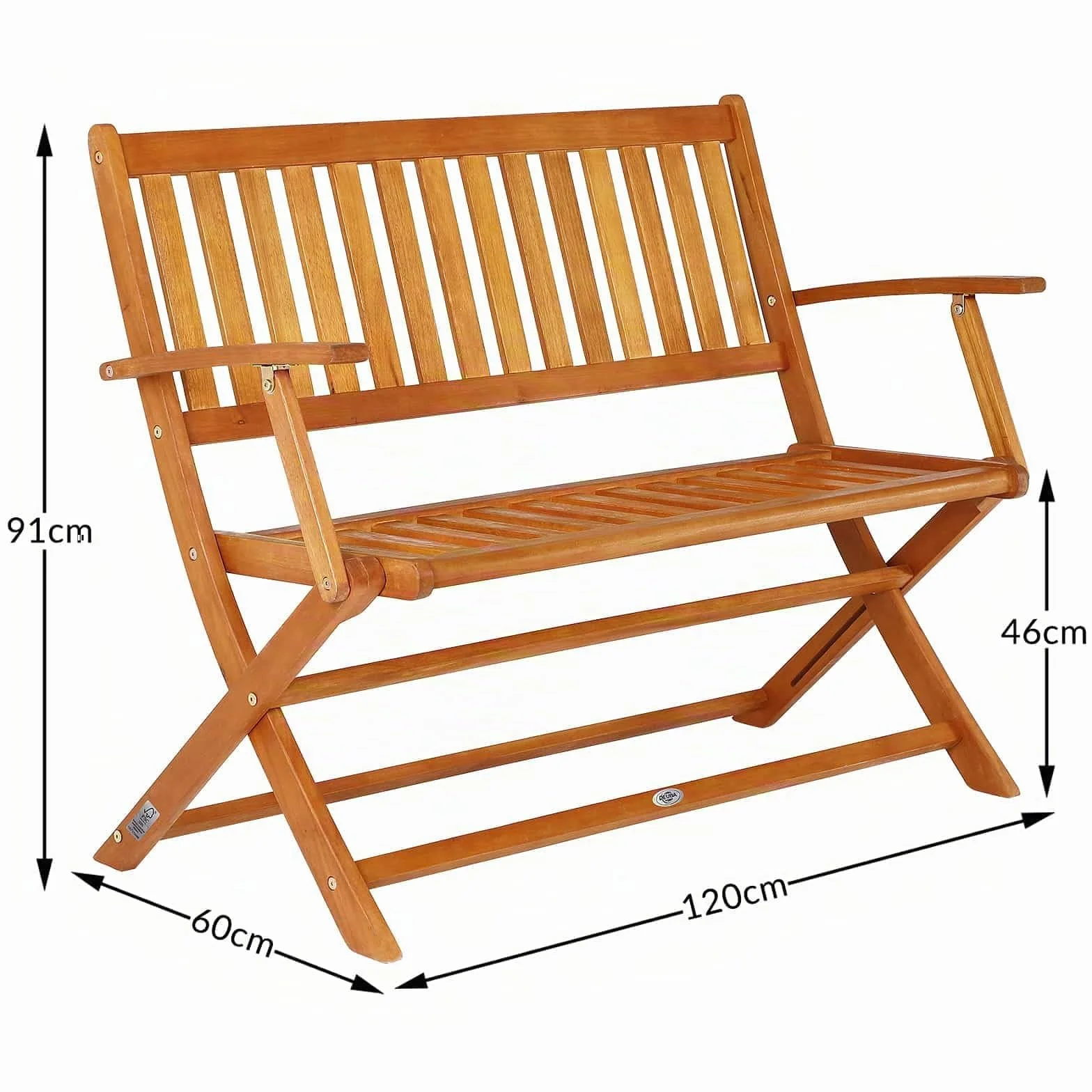 Deuba CASARIA® Panchina Pieghevole da Giardino in Legno di Eucalipto Certificato FSC® Panca 2 Posti Terrazza Esterno