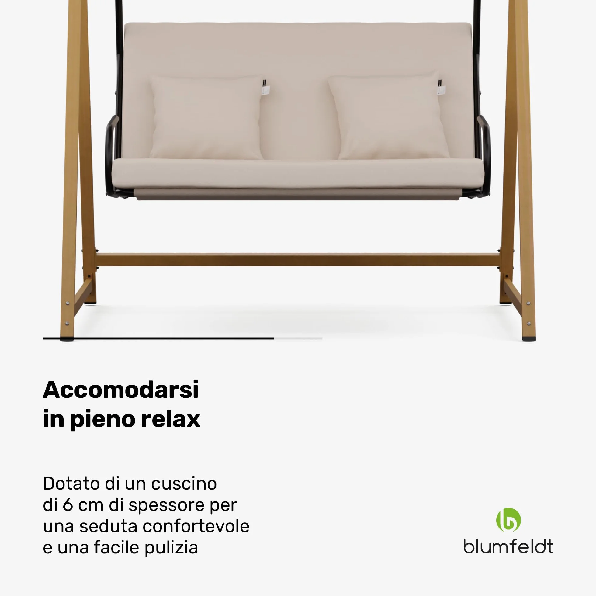 Blumfeldt ZenGrove - Dondolo da Giardino, Dondolo da Esterno a 2 Posti con Tettuccio Regolabile, Telaio in Acciaio Verniciato a Polvere, Cuscini Spessi, Capacità: 160 kg
