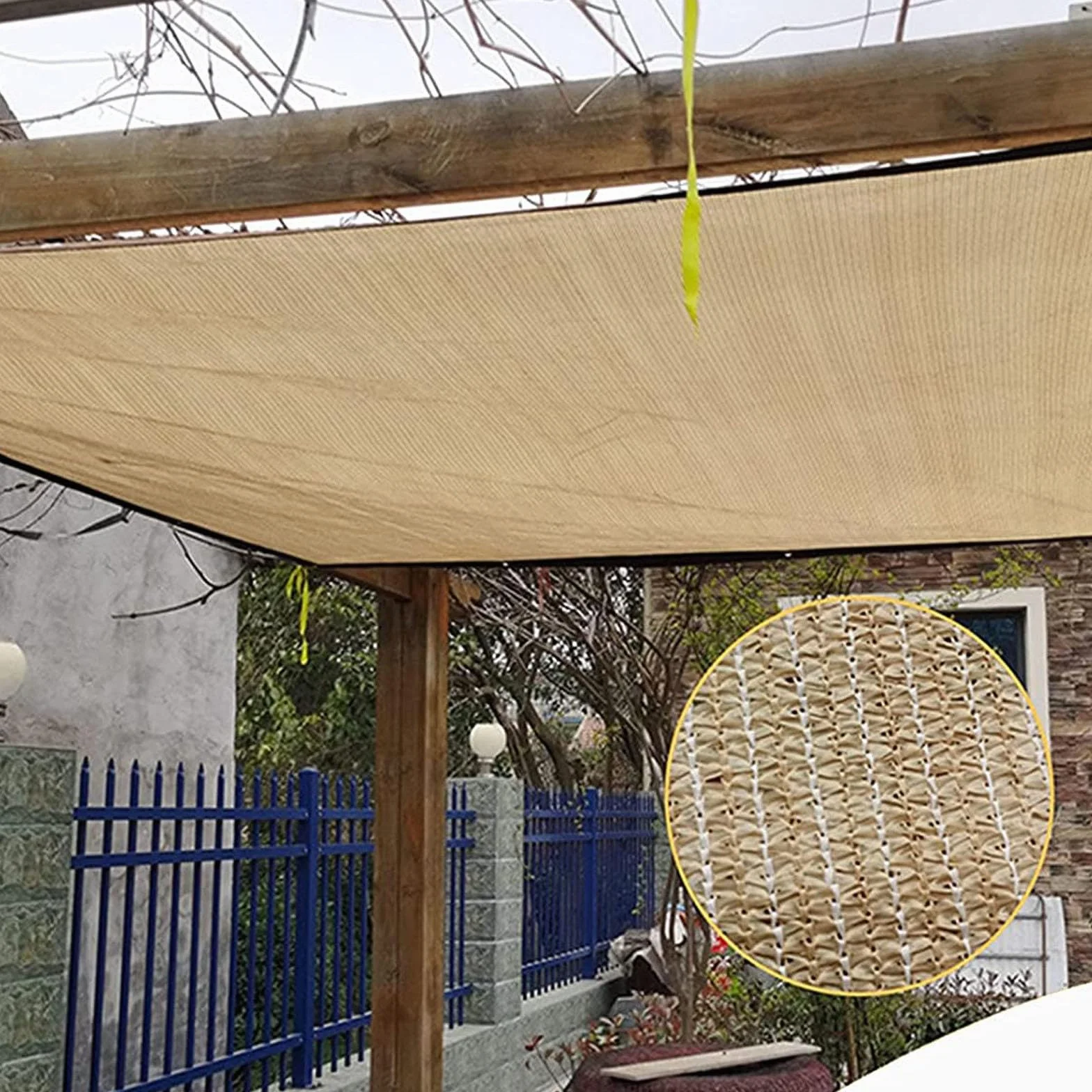 Rete Tenda A Vela Ombreggiante Rettangolare 3x4m Tenda da Sole Traspirante Rete Parasole Con Occhielli Protezione Raggi UV 90%-95% Balconi Esterno Serra Rete Frangivento,beige-3x4m