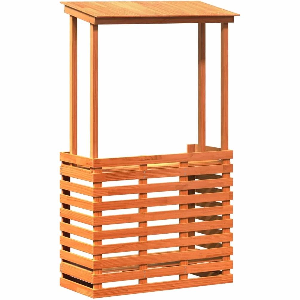 vidaXL Tavolo Bar da Esterno con Tetto Marrone 112,5x57x195,5 cm Legno
