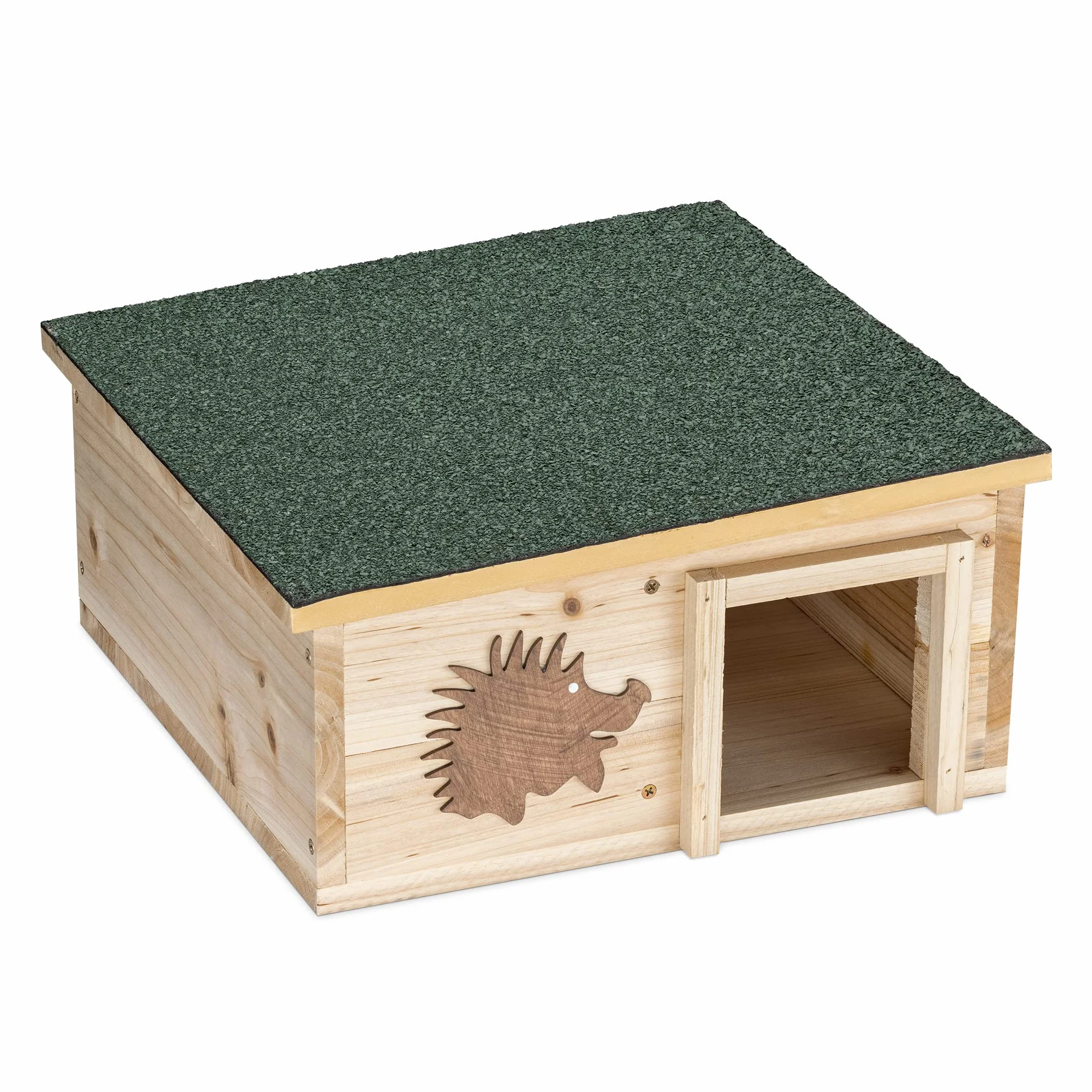 Navaris Casa per Ricci - Casetta in Legno Abete per Erinaceidi e Piccoli Roditori 40x40x19cm - Tana per Letargo Invernale Riccio con Tetto Amovibile