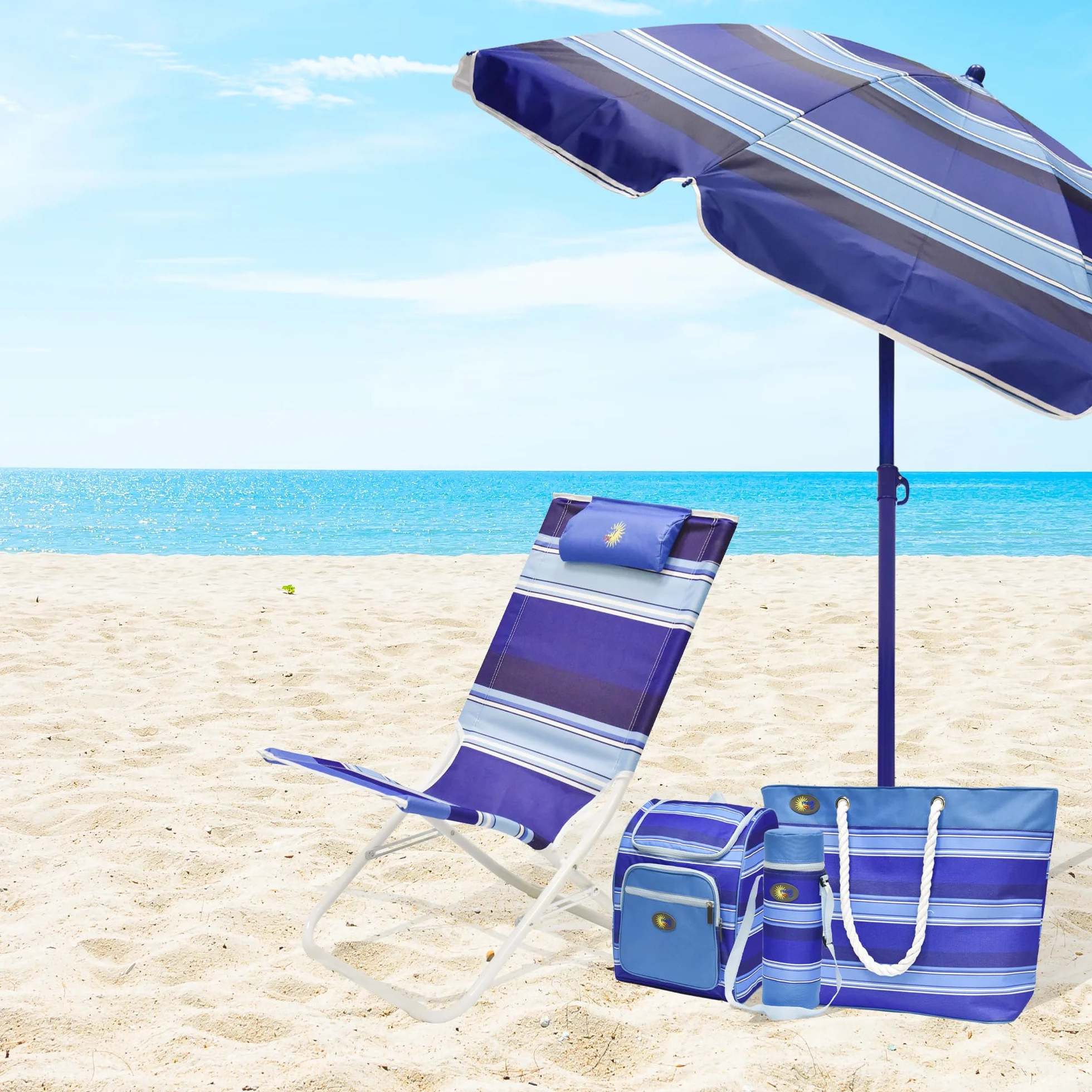 SPIAGGINA MARE TOLOSA 53x49x73cm STRUTTURA IN ACCIAIO BLU