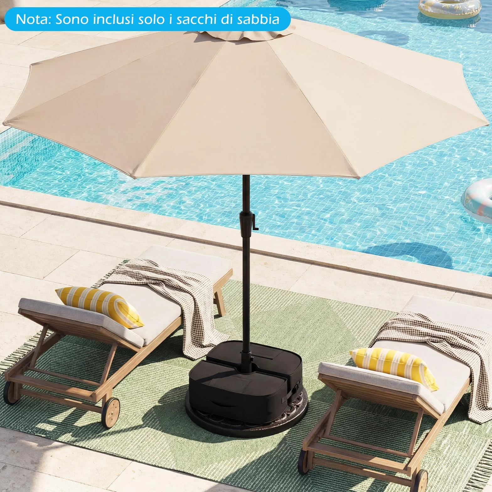 COSTWAY Sacchi di Sabbia per Ombrellone da Giardino, Pesi per Base Ombrello, Universale, Portatile, Staccabile, Rempibile Fino a 40 kg, in Tessuo Oxford, per Balcone, Cortile (Modello 1,Nero)