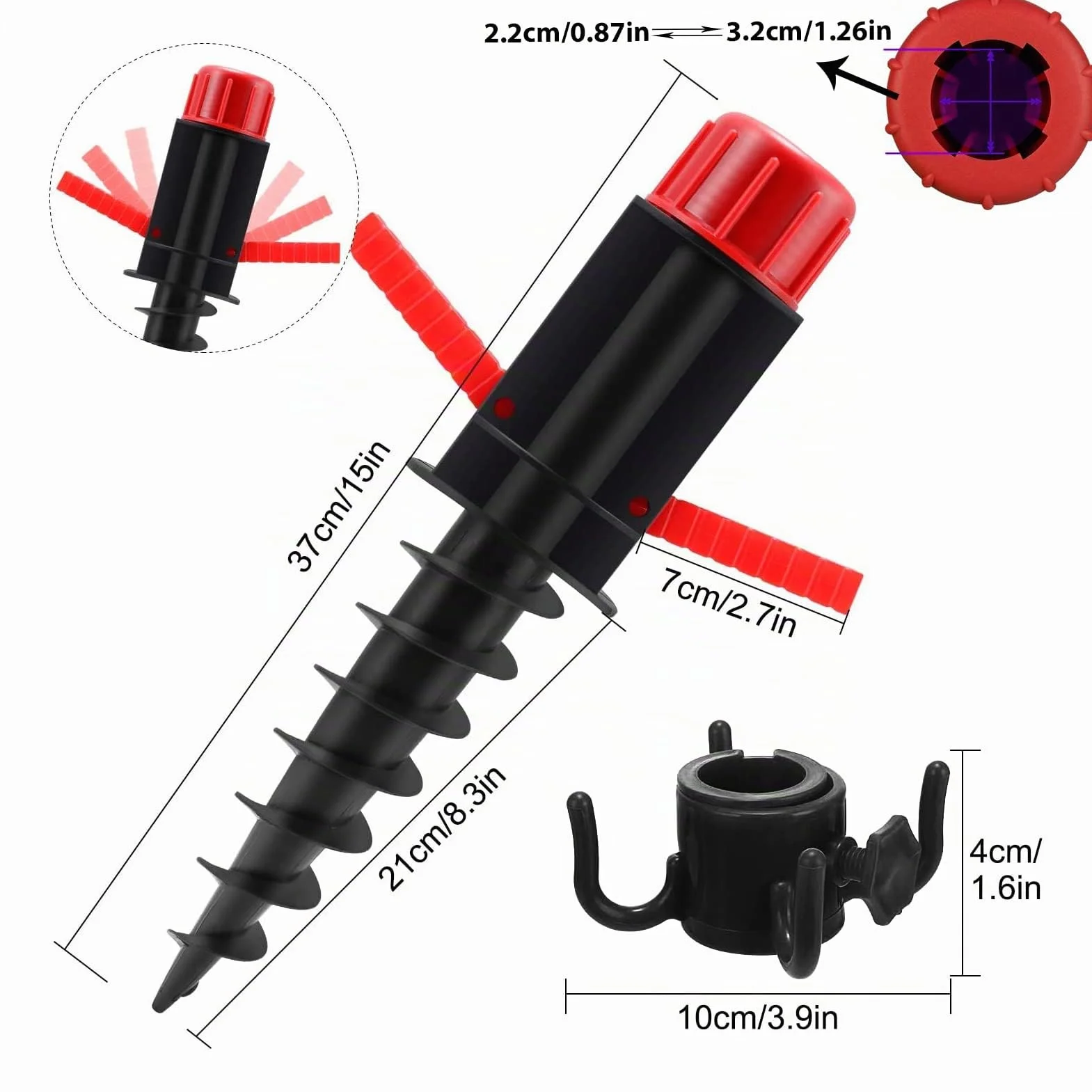 LEcylankEr Base per Ombrellone, Porta Ombrellone per Esterno Picchetto per Ombrellone con Maniglia, Supporto per Ombrellone per Spiaggia/Sabbia/Prato/Terreno, 22-32 mm