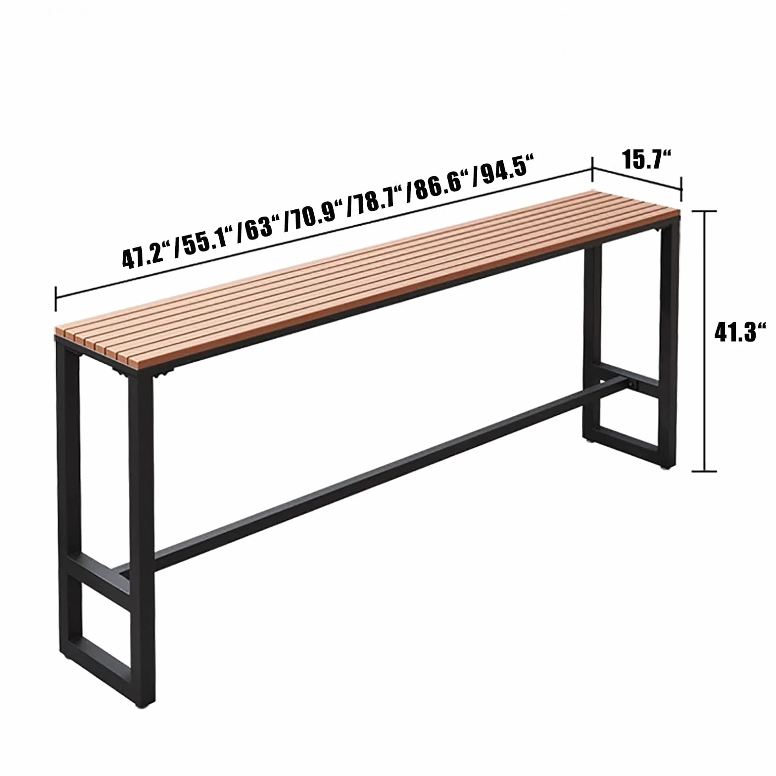 Modern Trestle Table Rectangular Outdoor Bar Table,Waterproof,Wooden Balcony Bar Table for Railings,Narrow Pub Patio Bar Table Wood Counter Height Table-Table Only(63 “L X 15.7 ‘W X 41.3 ’H,