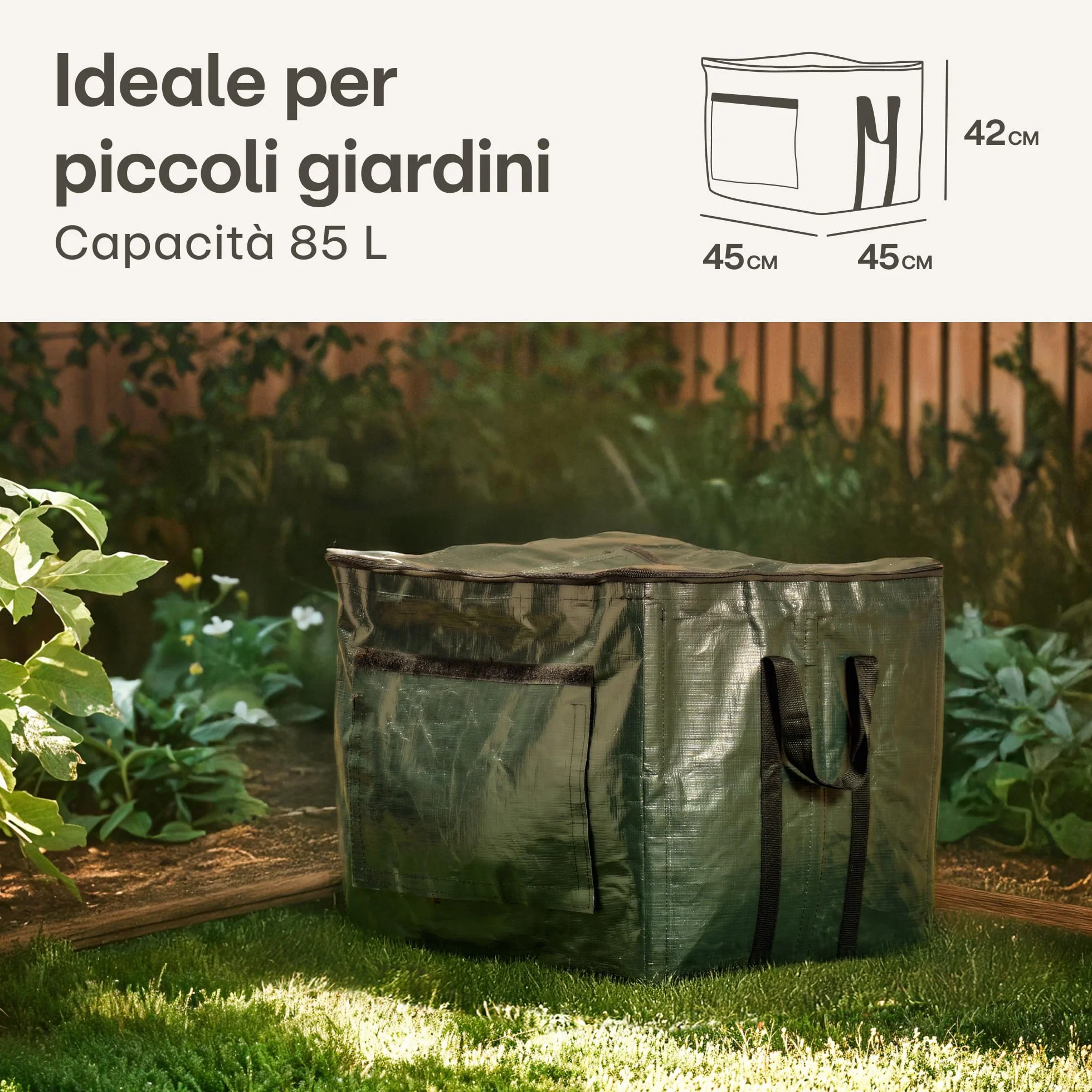 Praknu Piccola Compostiera da Giardino 85 L - Salvaspazio - Resistente alle Intemperie - Compostatore Rapido per Rifiuti da Cucina