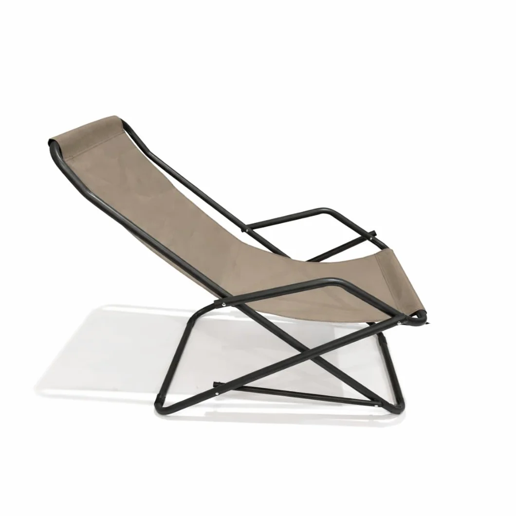 XONE Coppia Sdraio Pieghevoli Gladys in acciaio e textilene| Due sdraio Dondolino Design moderno (Tortora)