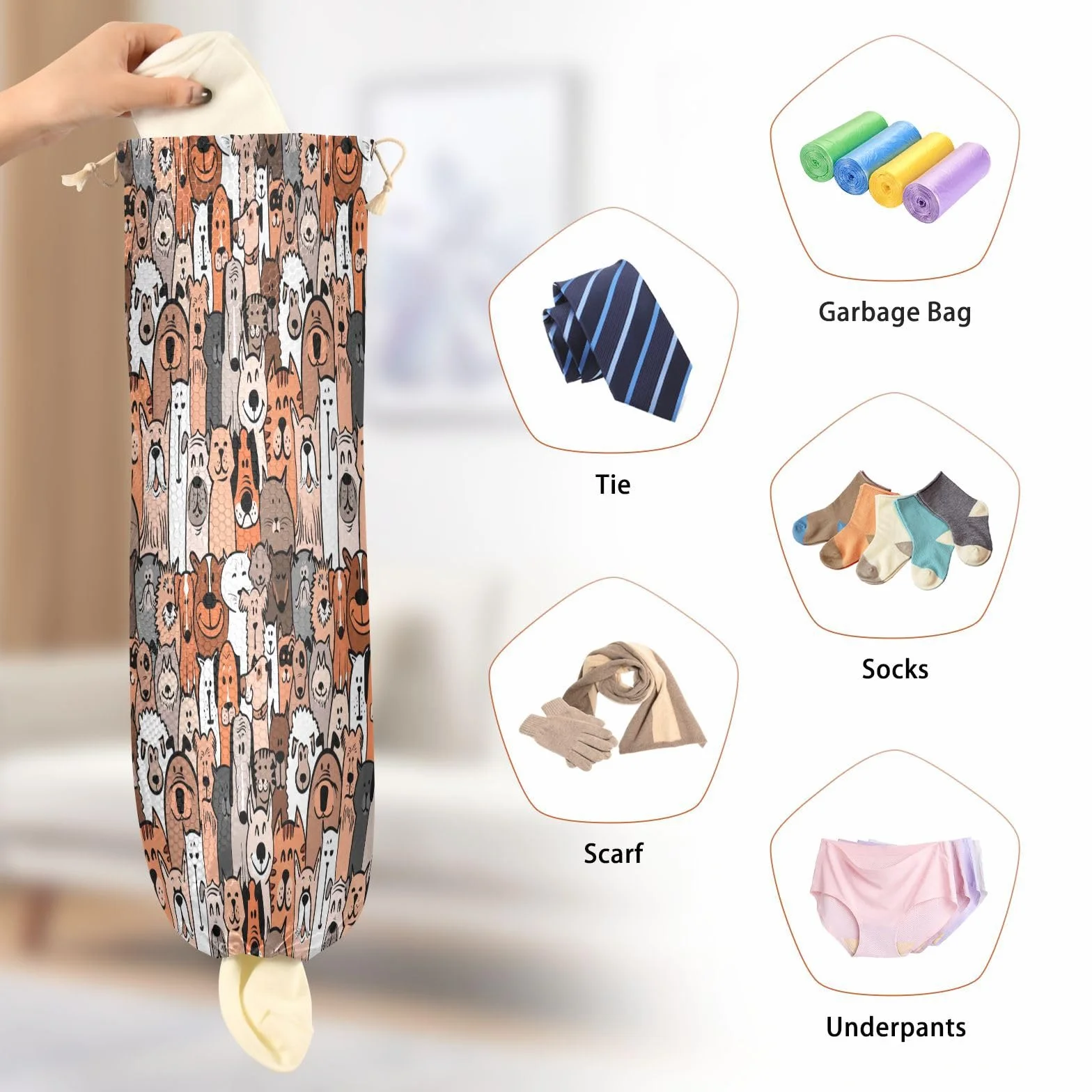 Porta sacchetti di plastica da appendere a forma di cane scarabocchiare borsa della spesa organizzatore cucina animale cucciolo sacchetto di plastica stoccaggio spazzatura shopping bag sacchetti per