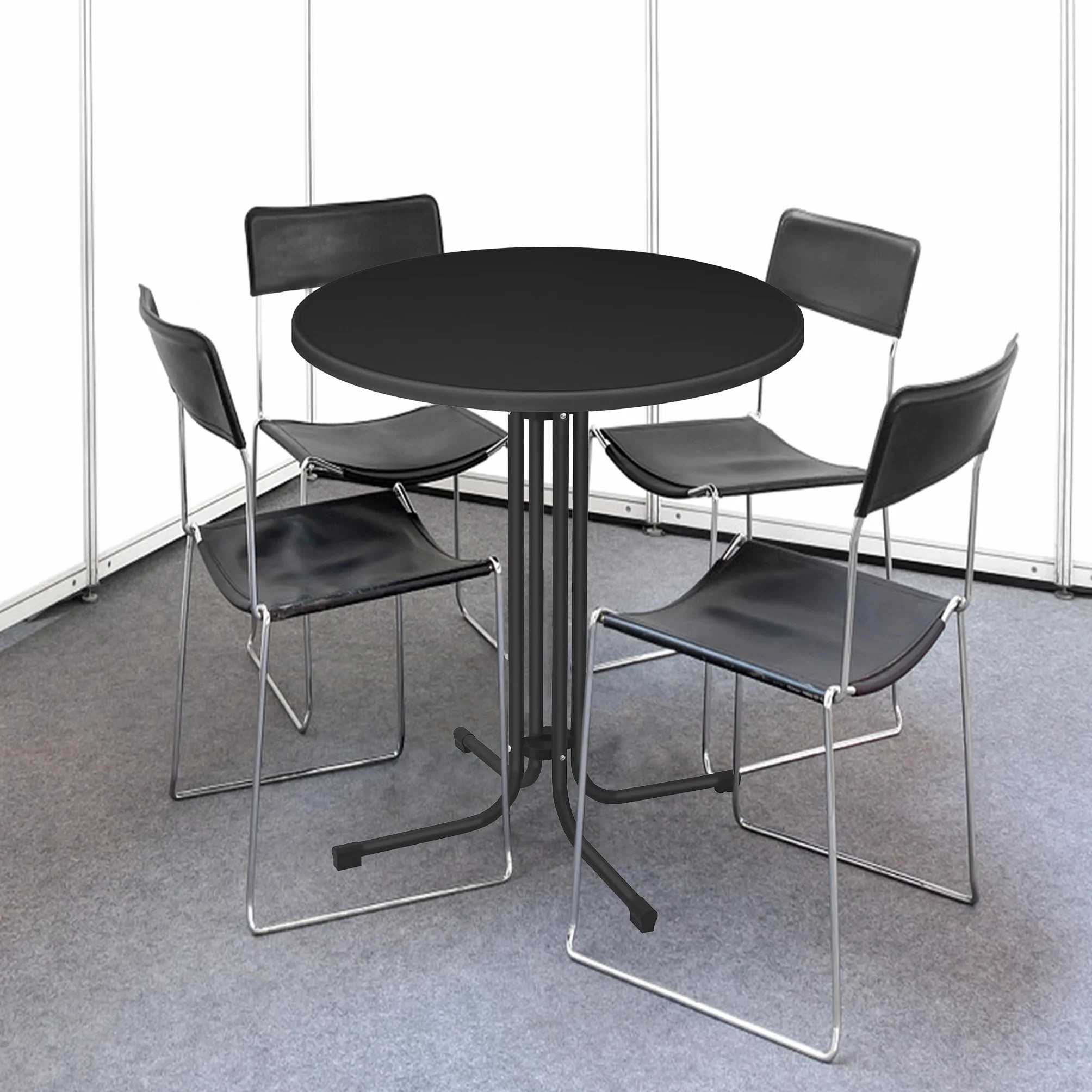 XMTECH Tavolo da bistrot pieghevole, Ø 80 cm, rotondo, altezza 110 cm, resistente alle intemperie, piedini regolabili in altezza, per interni ed esterni, colore nero