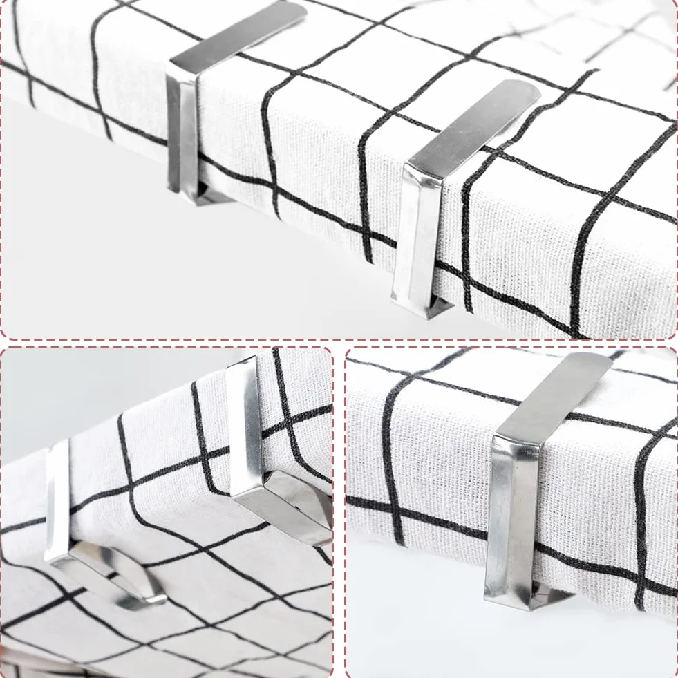 Gohytal Ferma Tovaglia da Tavola, 30 Pezzi Fermatovaglia in Acciaio Inox Ferma Tavoli Spessi per Morsetto per Casa Outdoor Picnic Feste e Matrimoni Ristorante Giardino (Argento)