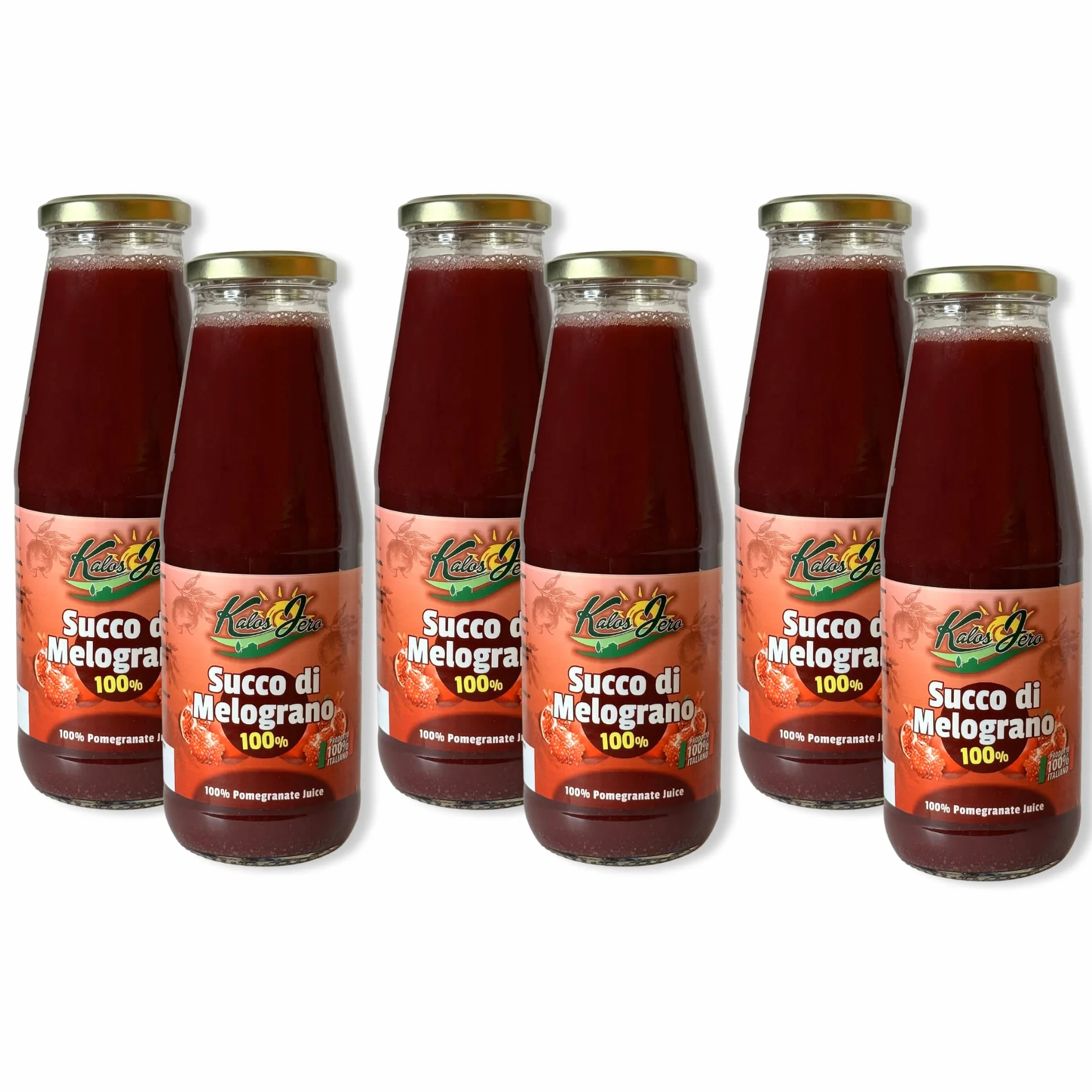 Spremuta Succo di Melograno 6x 720ml – 100% Naturale Frutta Fresca di Stagione - Gusto Autentico - Prodotto Artigianale Alta Qualità Senza Additivi – Kalos Jero