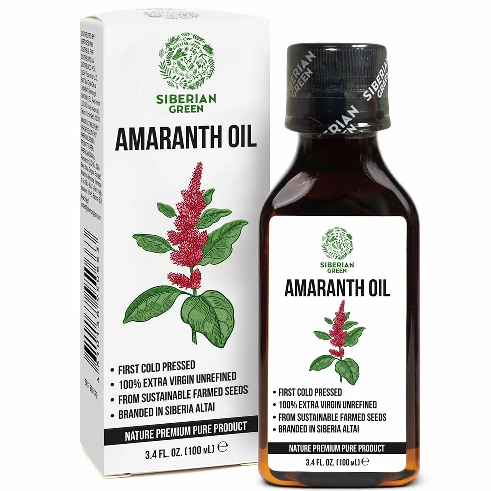 Olio Amaranto Siberiano | Naturale Extra Vergine Pressato a freddo 100 ml / 3,4 fl oz | Non raffinato grezzo Vegano No-GMO | Squalene esclusivo