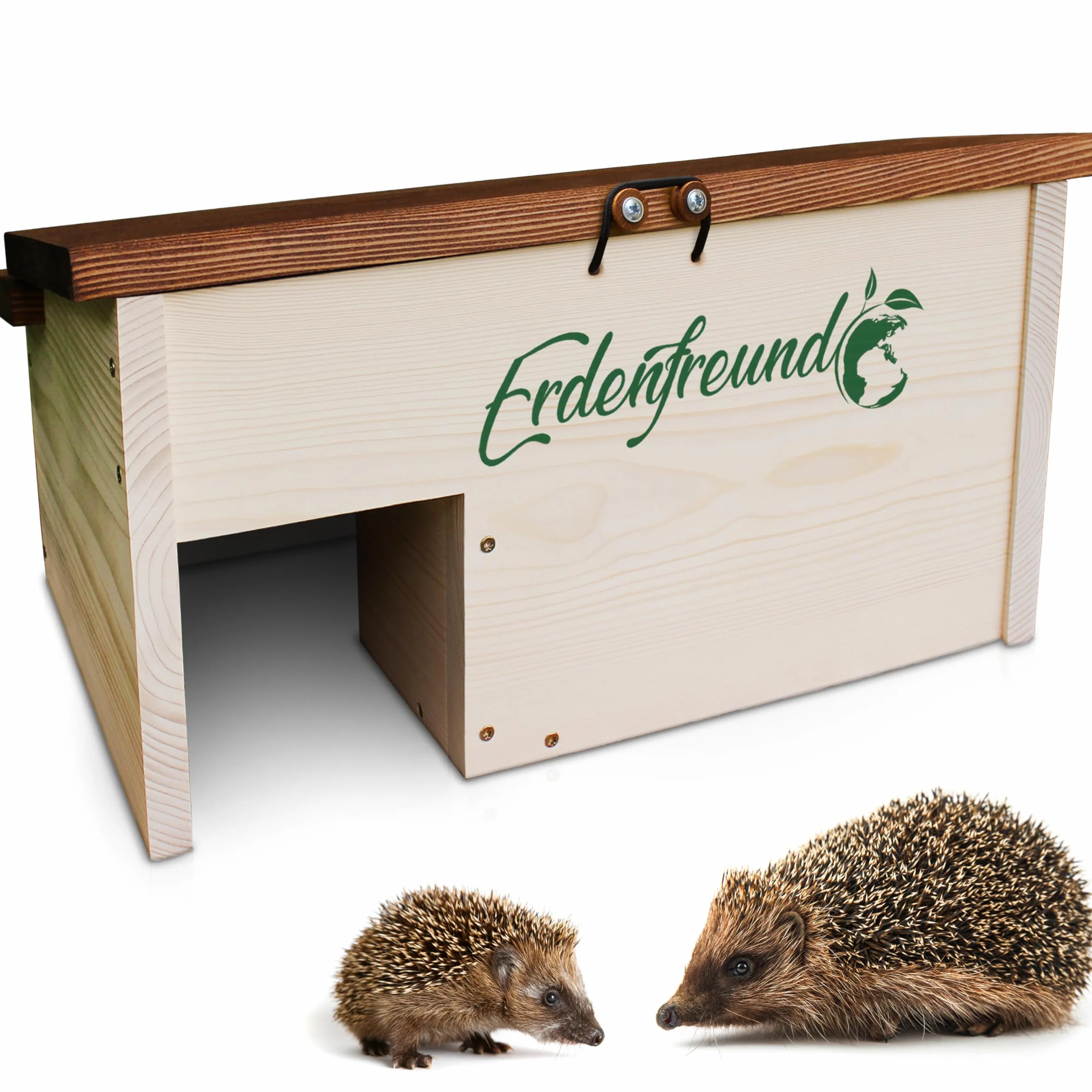 Erdenfreund® Casetta per ricci con chiusura di sicurezza sul tetto e ingresso labirinto contro Fressfeinde riccio e nidificazione per una famiglia di ricci (casa invernale per ricci)