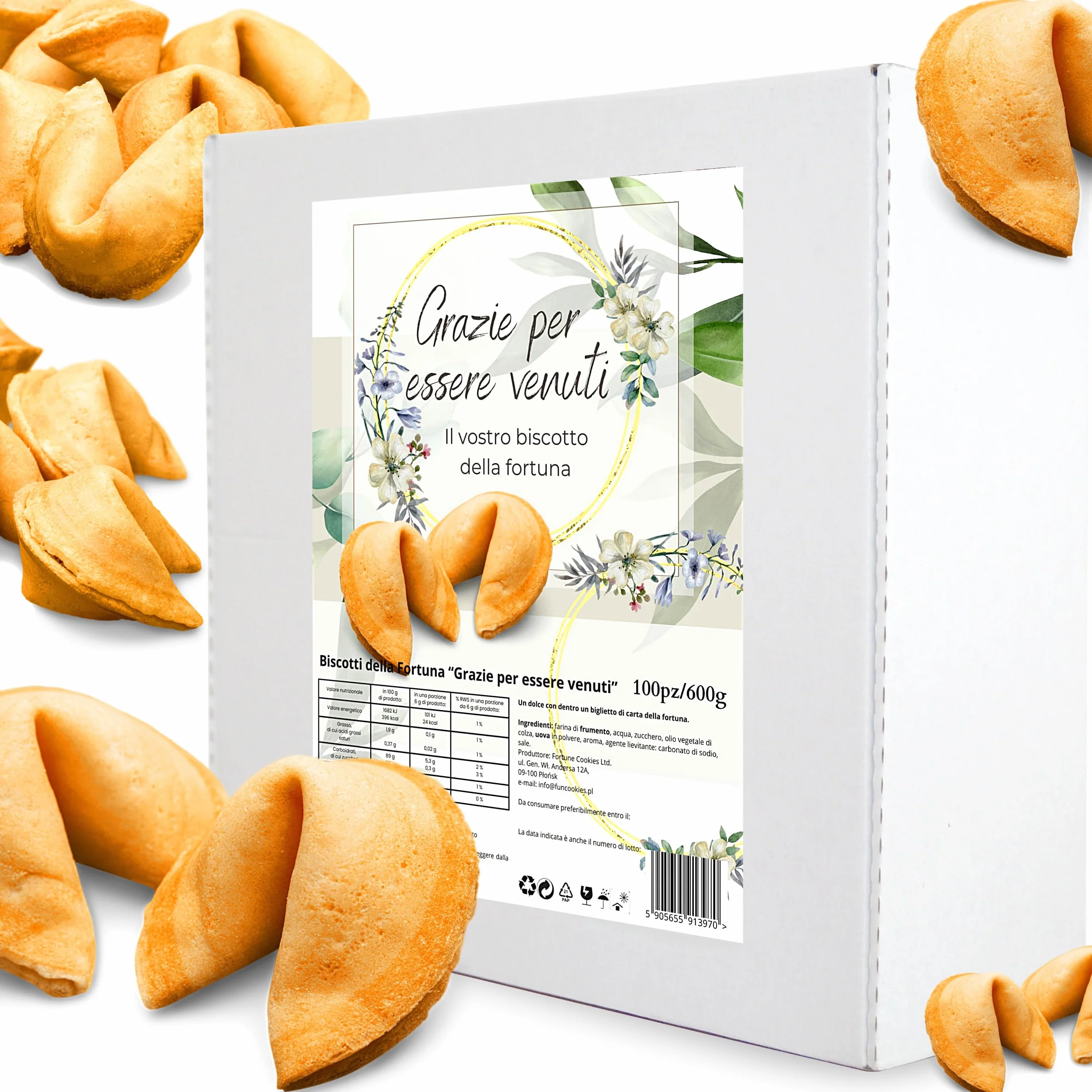 D&D Fun Cookies Biscotti della Fortuna 100 pezzi | Biscotti della Fortuna per Matrimonio | Biscotti della fortuna cinesi | Biscotti confezionati singolarmente | Biscotti regalo | Fortune Cookies