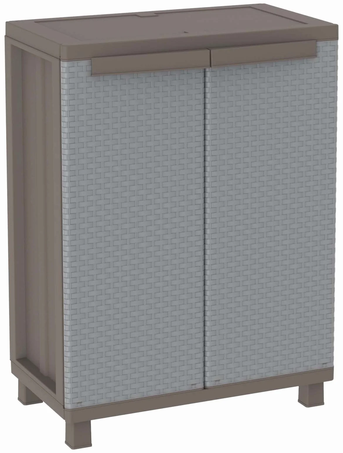 Terry, Jrattan 68 , Armadietto da Interno Esterno a 2 Ante Effetto Rattan, 1 Ripiano interno Regolabile. Materiale: Plastica, Dimensioni: 68X37,5X91,5 cm