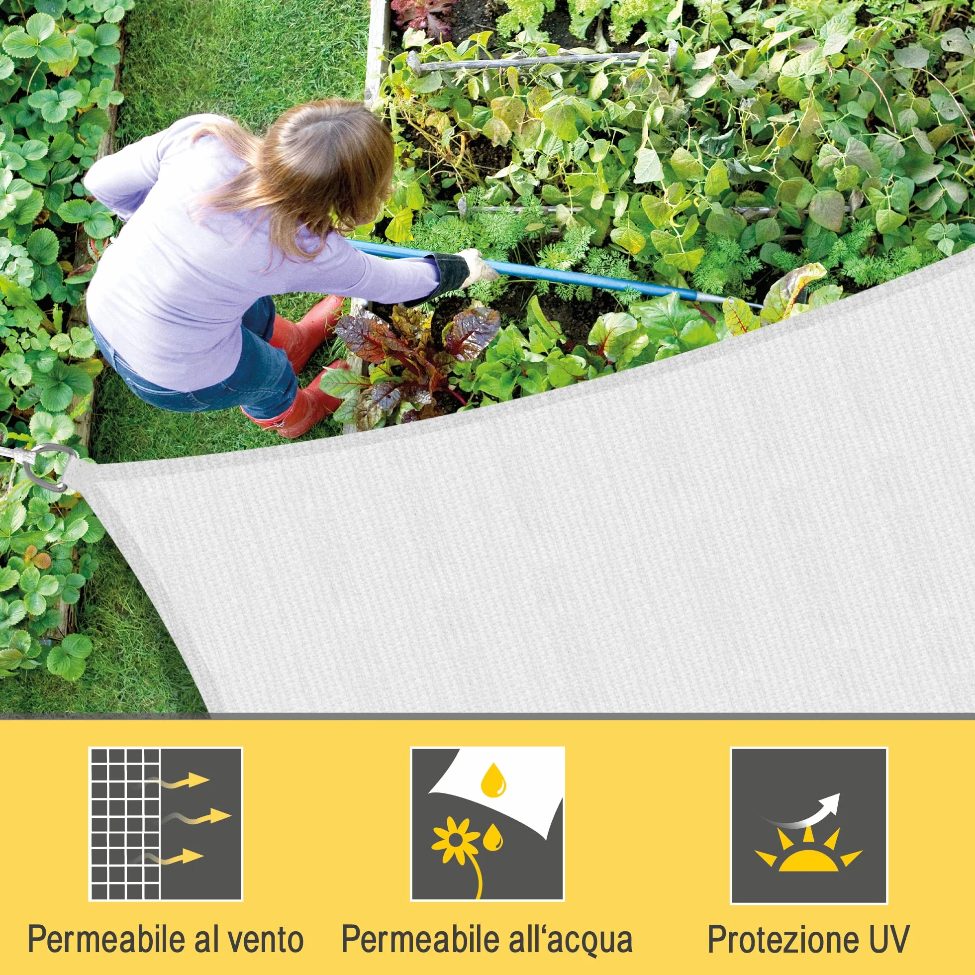 Sol Royal Tenda a Vela Ombreggiante Rettangolare 2x3 m HDPE SolVision HS9 - Vele Parasole da Giardino Traspirante Protezione Parasole e Raggi UV - Tendone Tende Bianco 200x300 cm