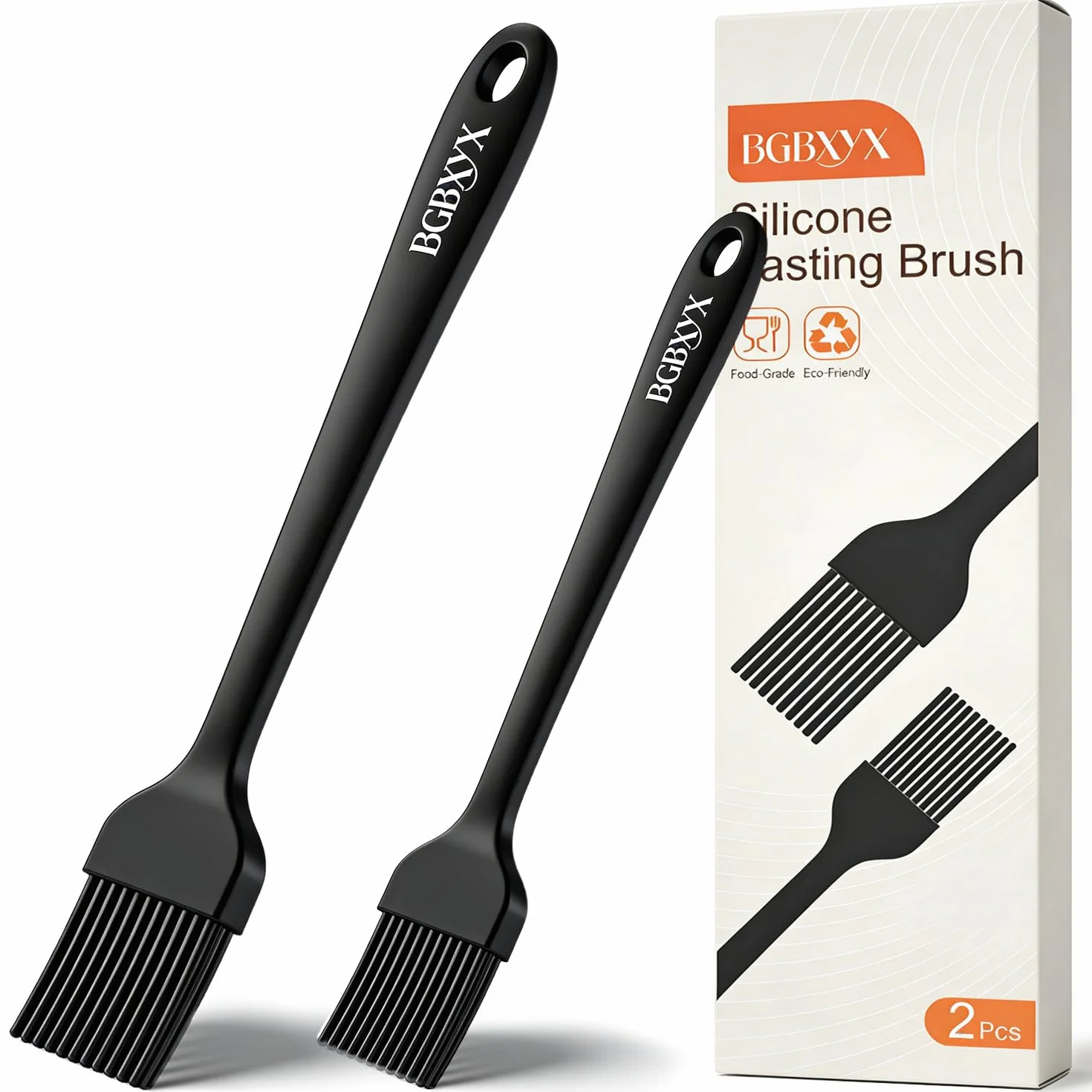 2 Spazzole Pennello Cucina Silicone, senza BPA Pasticceria per Spennellare Olio, Salse e Marinature, Adatte per Forno, Barbecue, Pasticceria e Cucina, 2 Misure (Grande e Piccola)
